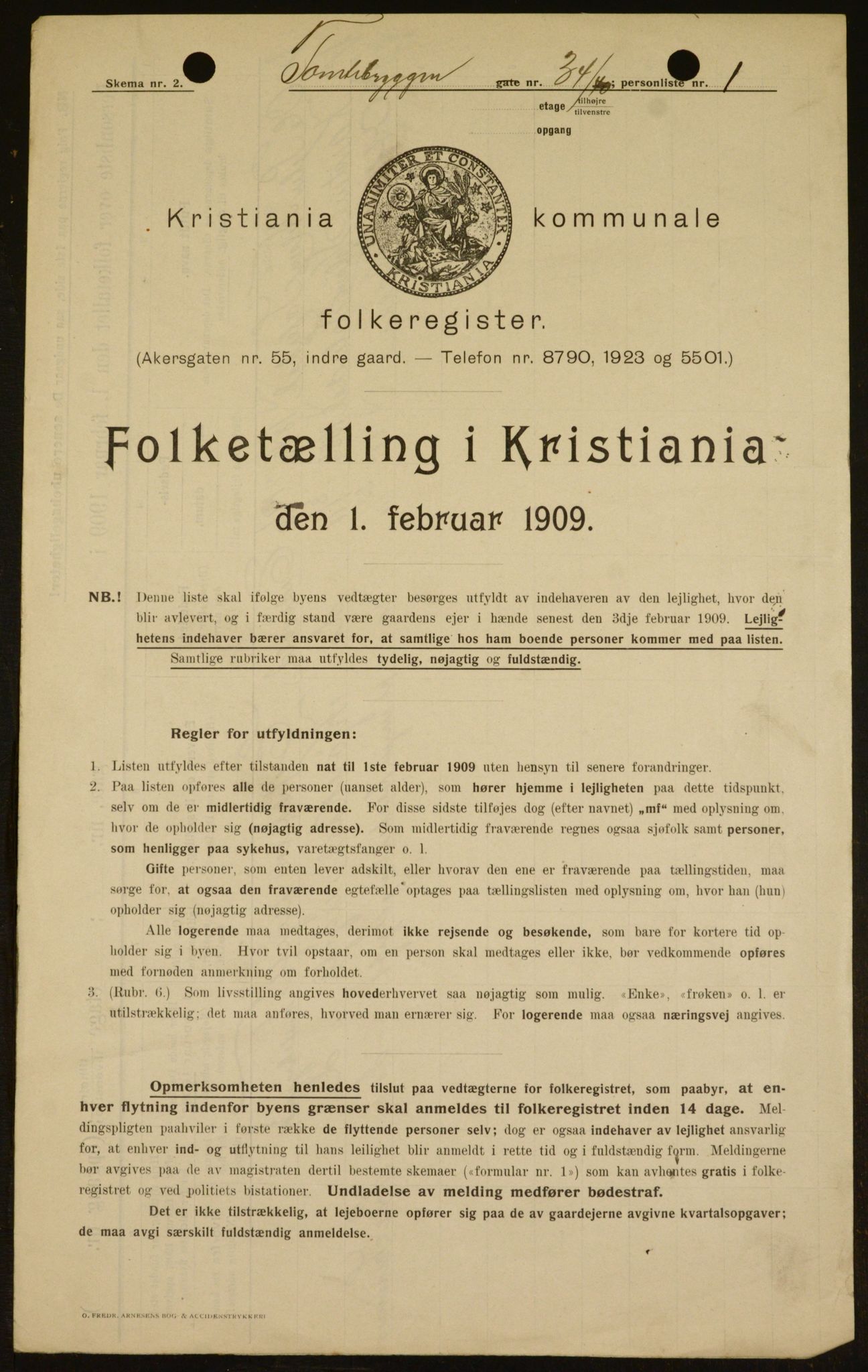 OBA, Kommunal folketelling 1.2.1909 for Kristiania kjøpstad, 1909, s. 102833