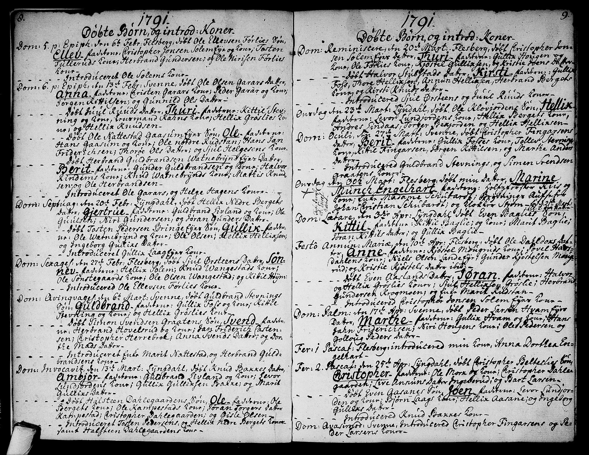 Flesberg kirkebøker, AV/SAKO-A-18/F/Fa/L0004: Ministerialbok nr. I 4, 1788-1815, s. 8-9