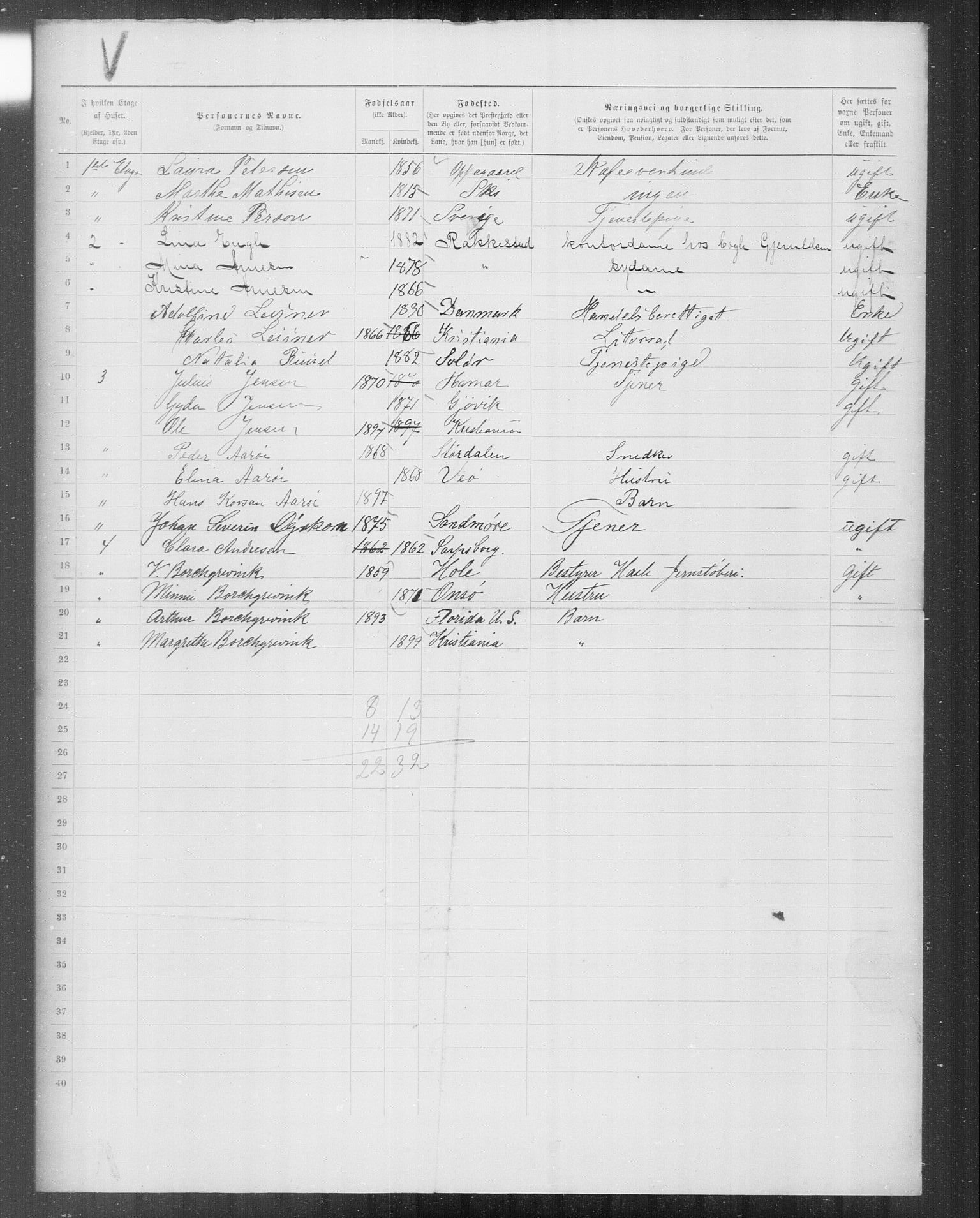 OBA, Kommunal folketelling 31.12.1899 for Kristiania kjøpstad, 1899, s. 9783