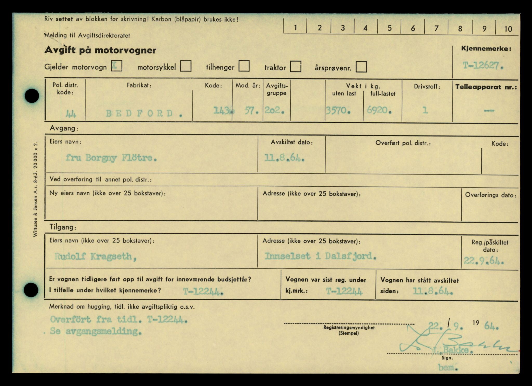Møre og Romsdal vegkontor - Ålesund trafikkstasjon, AV/SAT-A-4099/F/Fe/L0034: Registreringskort for kjøretøy T 12500 - T 12652, 1927-1998, s. 2484