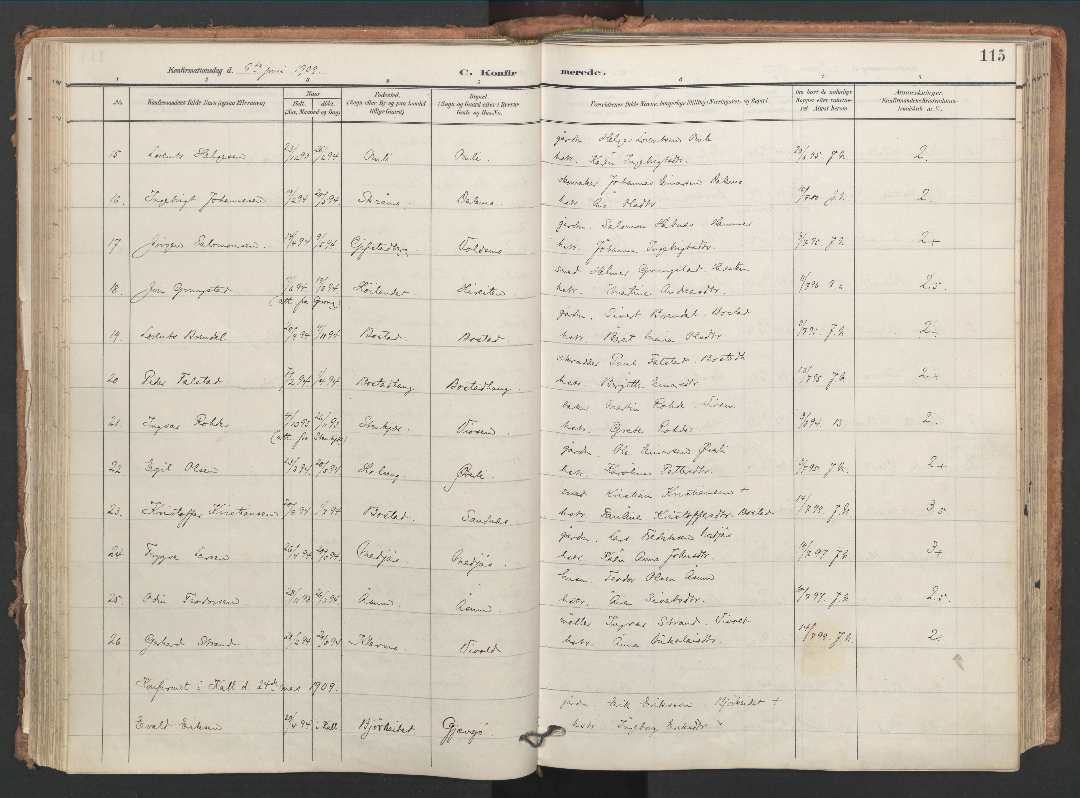 Ministerialprotokoller, klokkerbøker og fødselsregistre - Nord-Trøndelag, AV/SAT-A-1458/749/L0477: Ministerialbok nr. 749A11, 1902-1927, s. 115