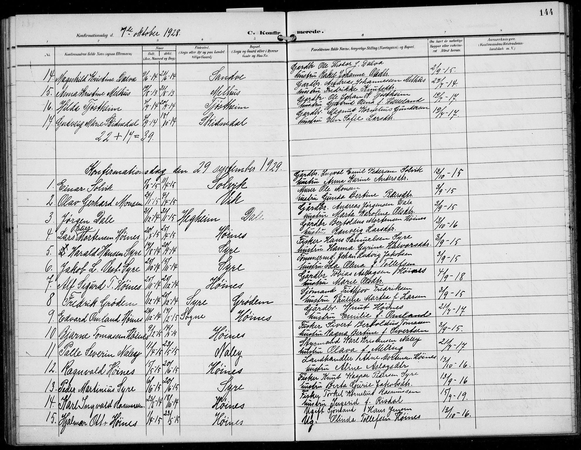 Skudenes sokneprestkontor, AV/SAST-A -101849/H/Ha/Hab/L0009: Klokkerbok nr. B 9, 1908-1936, s. 144