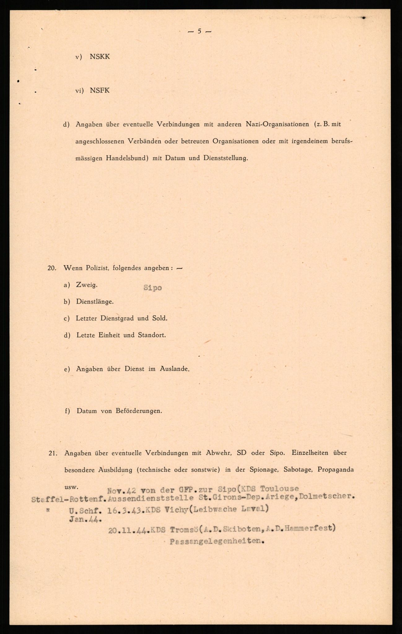 Forsvaret, Forsvarets overkommando II, AV/RA-RAFA-3915/D/Db/L0024: CI Questionaires. Tyske okkupasjonsstyrker i Norge. Tyskere., 1945-1946, s. 142