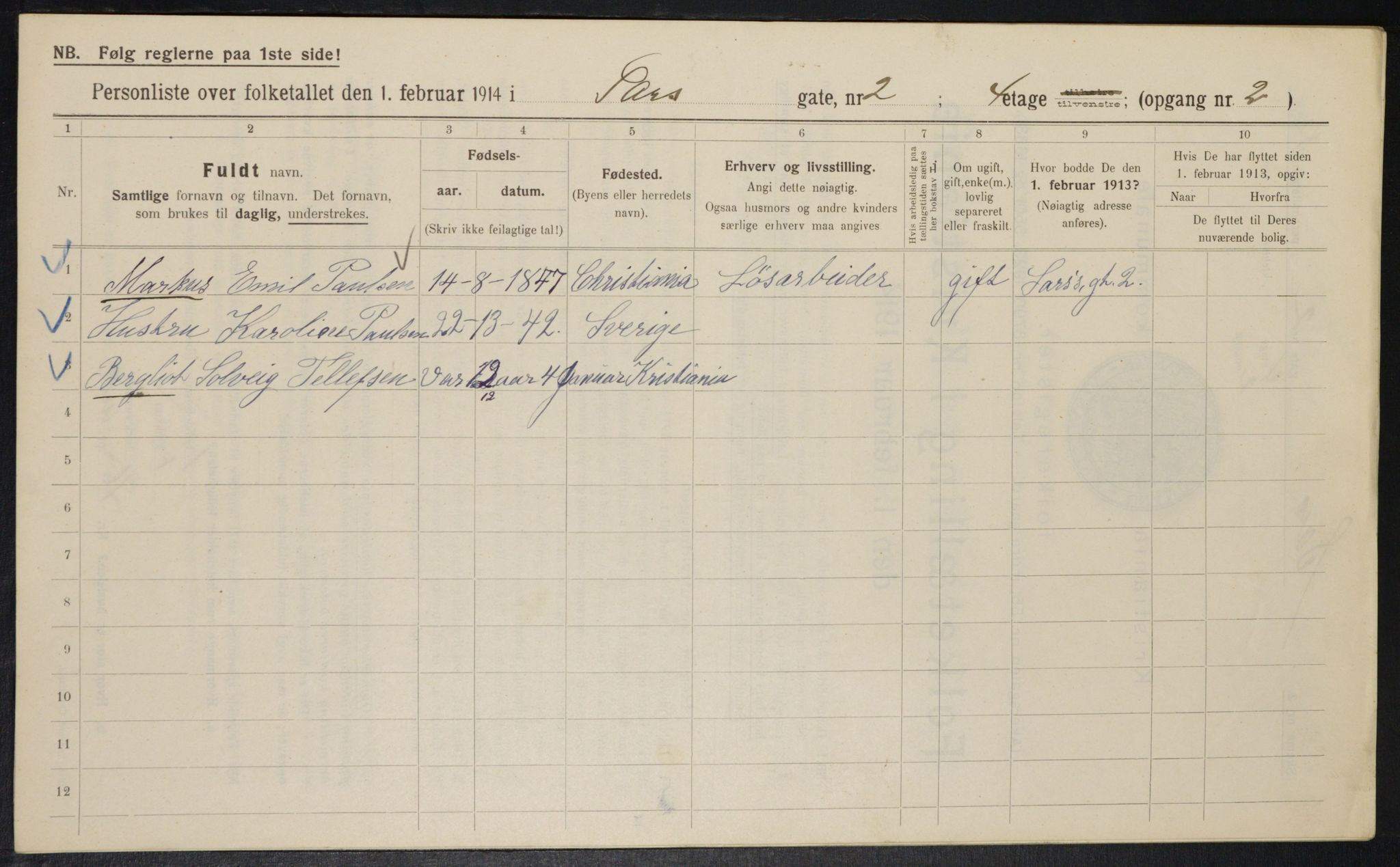 OBA, Kommunal folketelling 1.2.1914 for Kristiania, 1914, s. 89073
