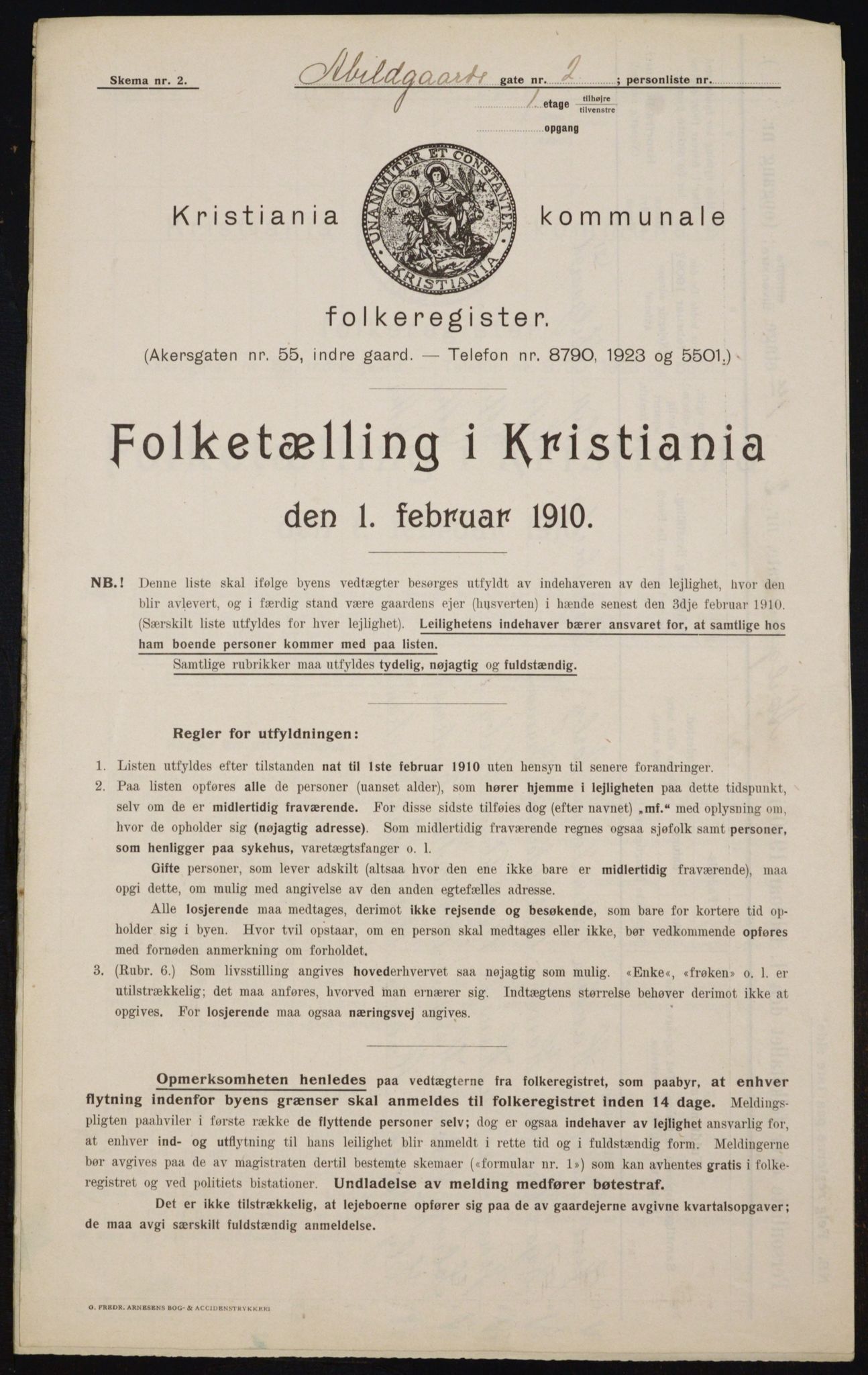 OBA, Kommunal folketelling 1.2.1910 for Kristiania, 1910, s. 9