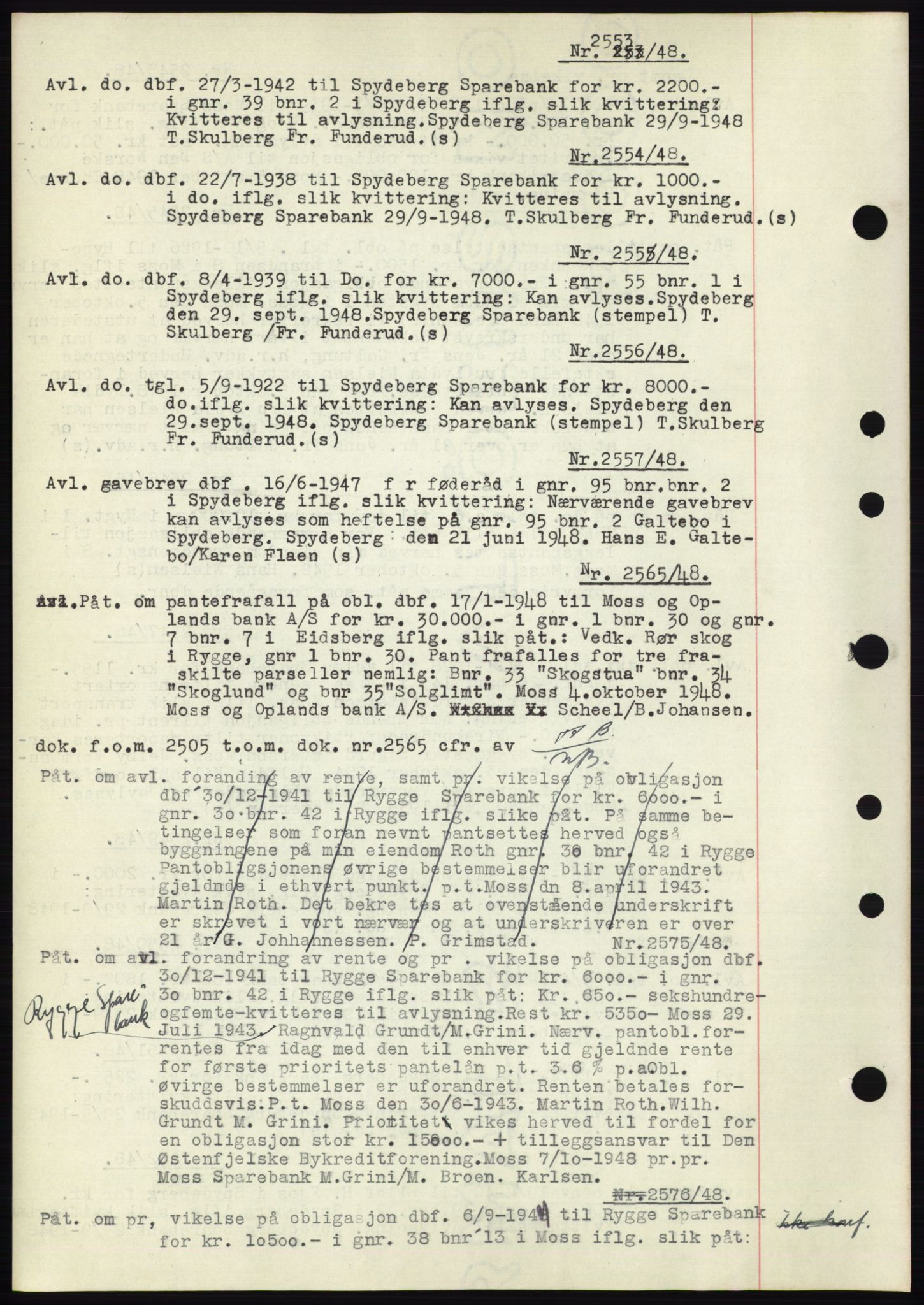 Moss sorenskriveri, SAO/A-10168: Pantebok nr. C10, 1938-1950, Dagboknr: 2553/1948