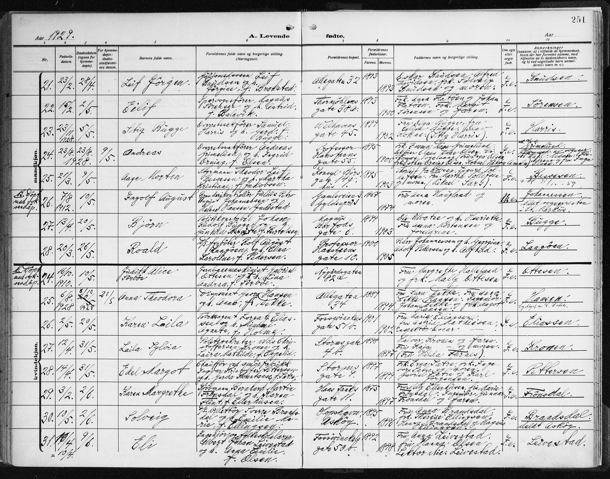 Johanneskirken sokneprestembete, AV/SAB-A-76001/H/Haa: Ministerialbok nr. A 3, 1913-1934, s. 251