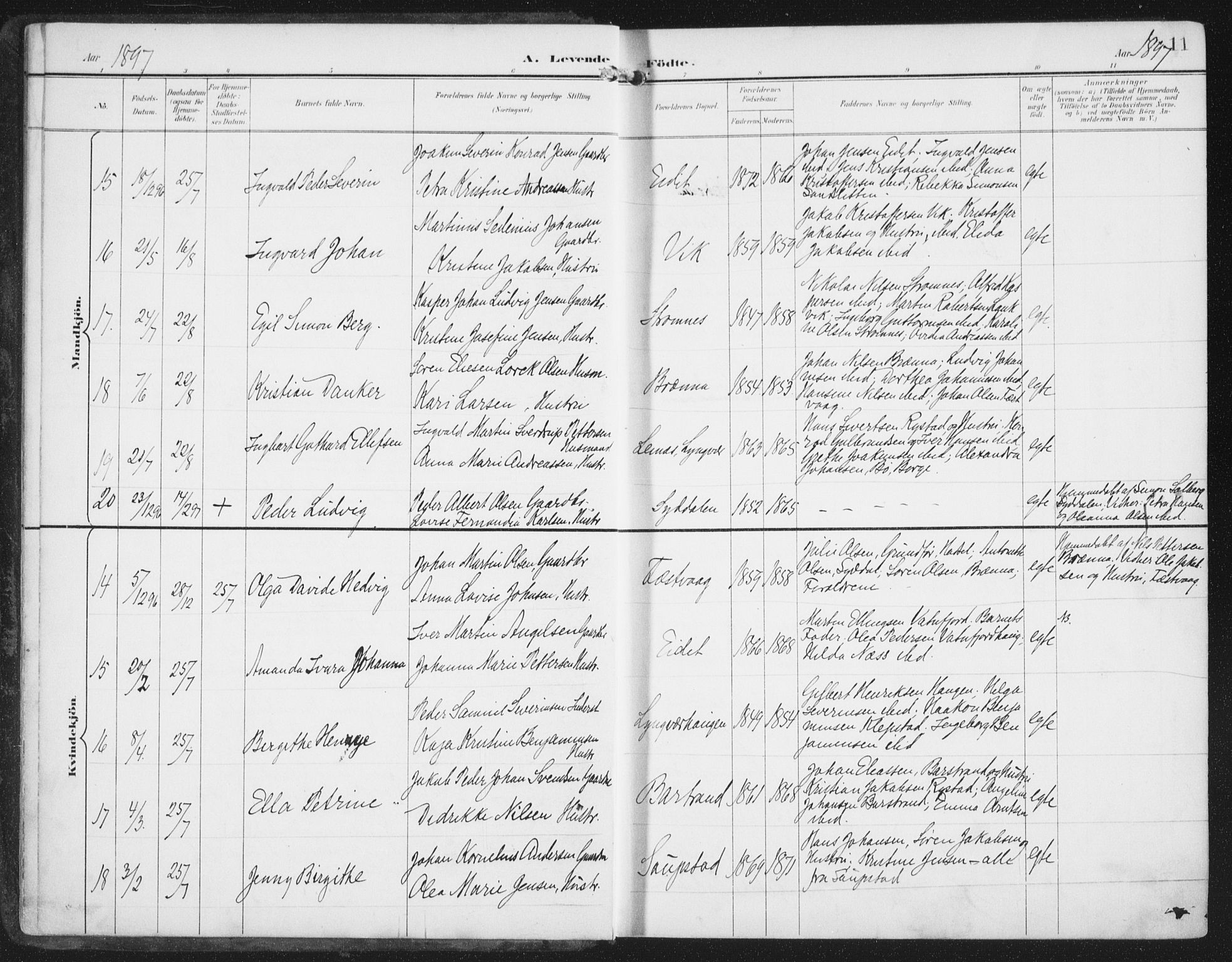 Ministerialprotokoller, klokkerbøker og fødselsregistre - Nordland, AV/SAT-A-1459/876/L1098: Ministerialbok nr. 876A04, 1896-1915, s. 11