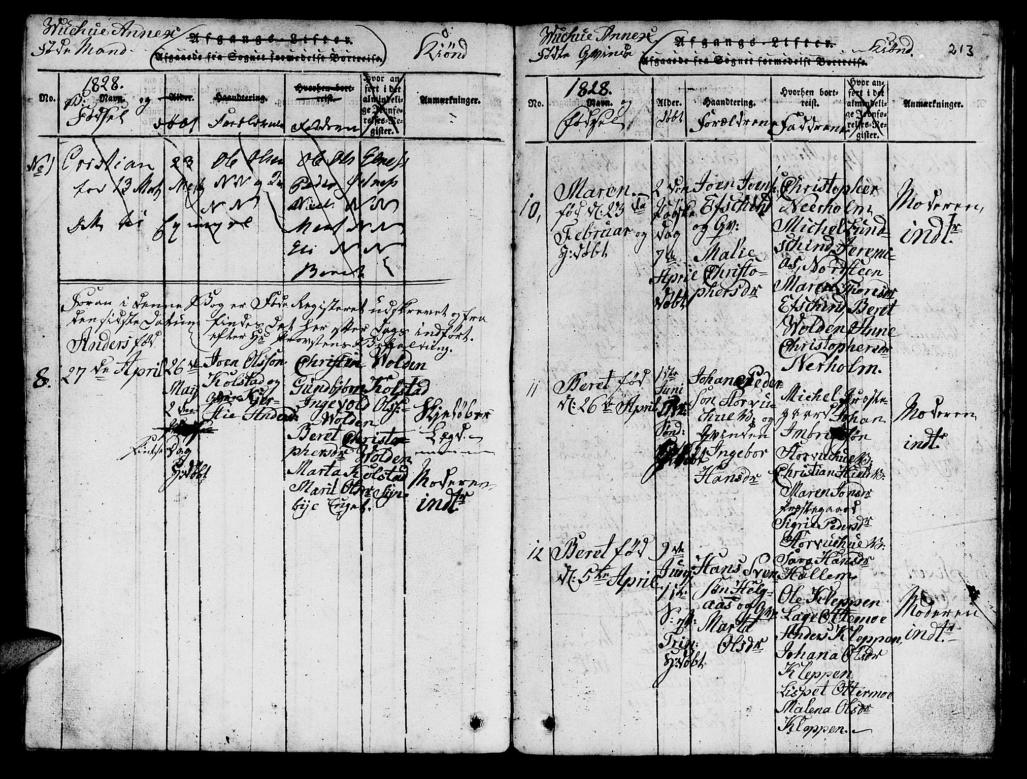 Ministerialprotokoller, klokkerbøker og fødselsregistre - Nord-Trøndelag, SAT/A-1458/724/L0265: Klokkerbok nr. 724C01, 1816-1845, s. 213