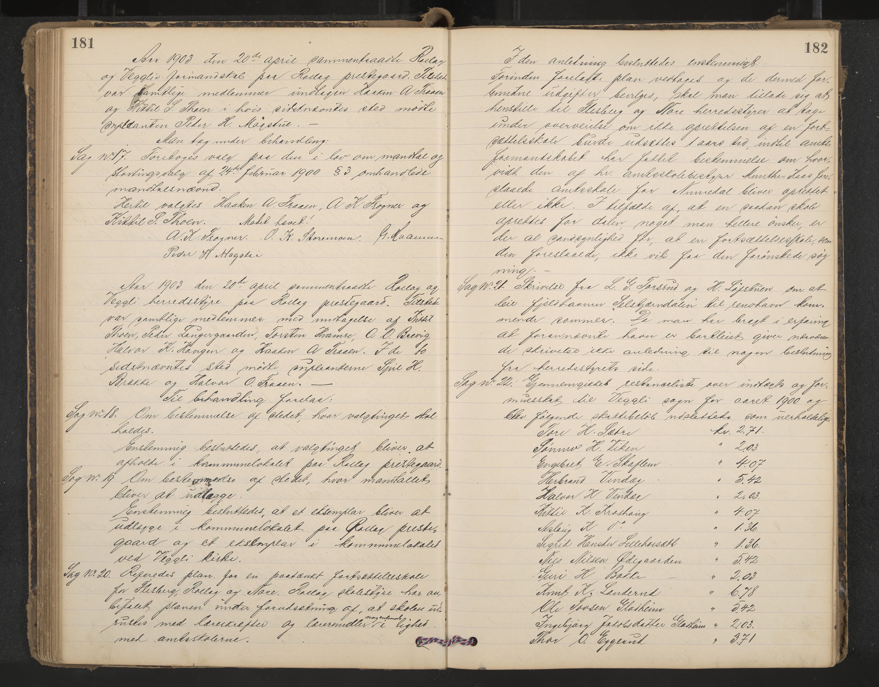 Rollag formannskap og sentraladministrasjon, IKAK/0632021-2/A/Aa/L0004: Møtebok, 1897-1909, s. 181-182