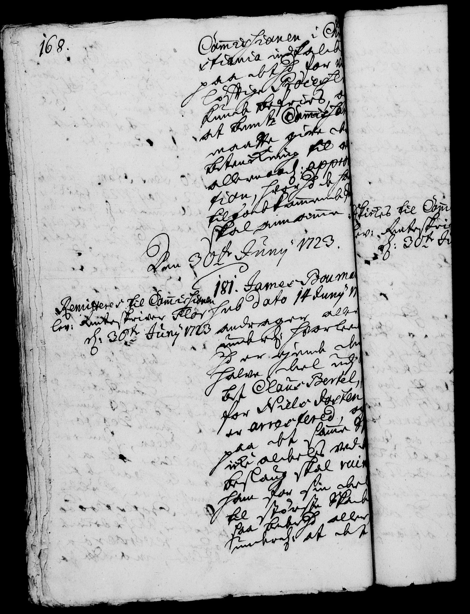 Rentekammeret, Kammerkanselliet, RA/EA-3111/G/Gh/Gha/L0006: Norsk ekstraktmemorialprotokoll (merket RK 53.51), 1723-1724, s. 168