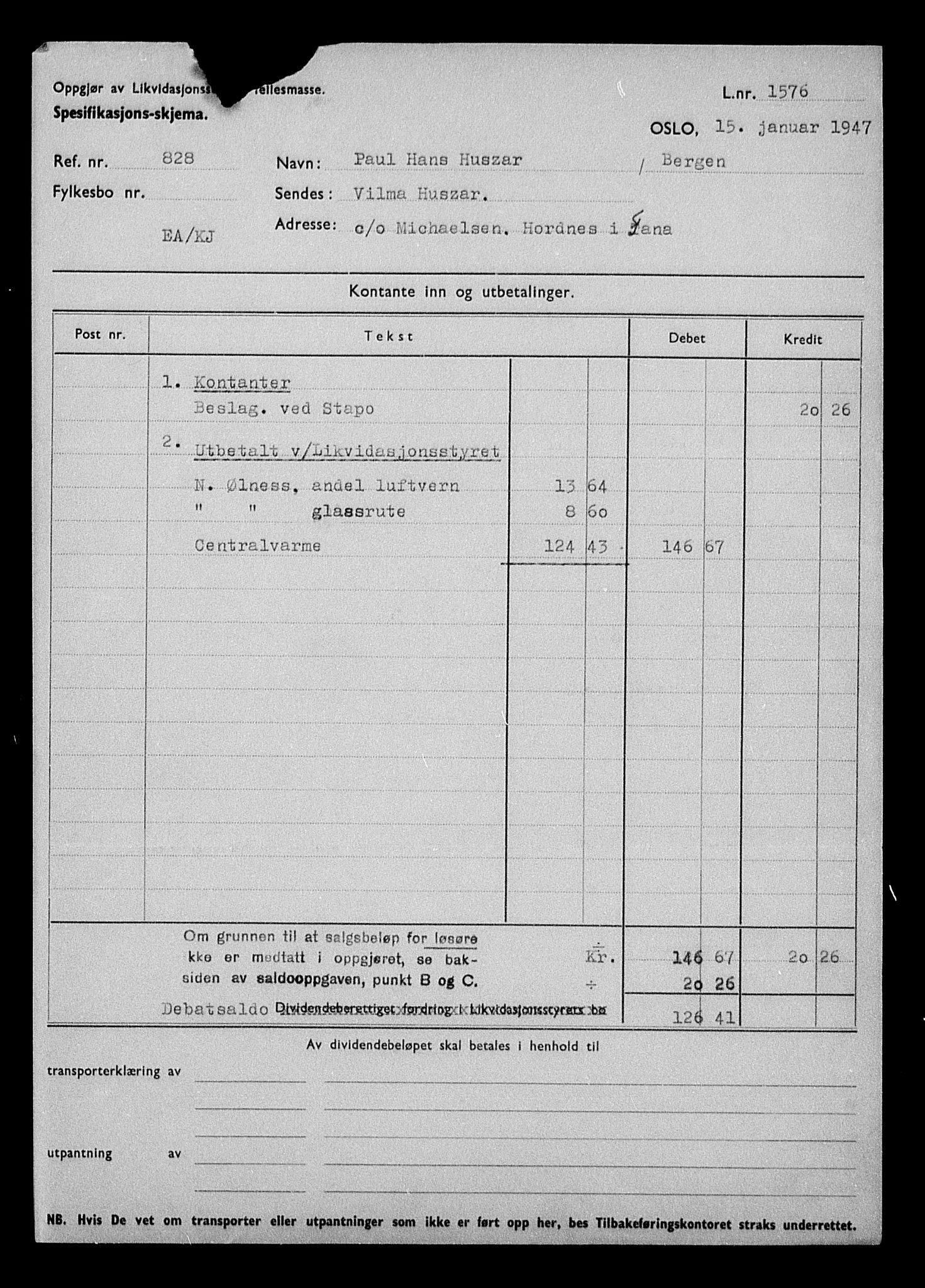 Justisdepartementet, Tilbakeføringskontoret for inndratte formuer, RA/S-1564/H/Hc/Hcd/L0999: --, 1945-1947, s. 141