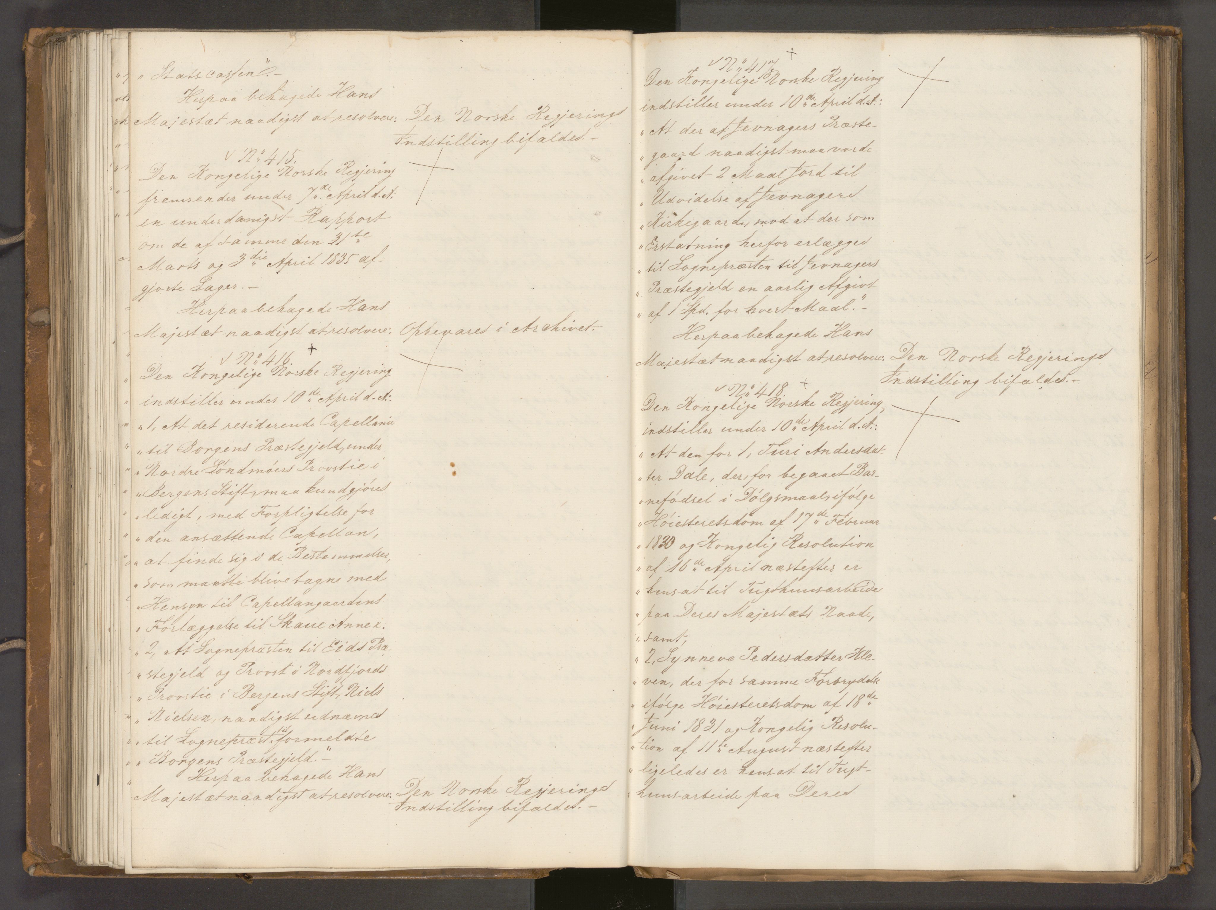 Statsrådssekretariatet, AV/RA-S-1001/A/Ab/L0040: Kgl. res. nr. 1-568, 1. halvår, 1835