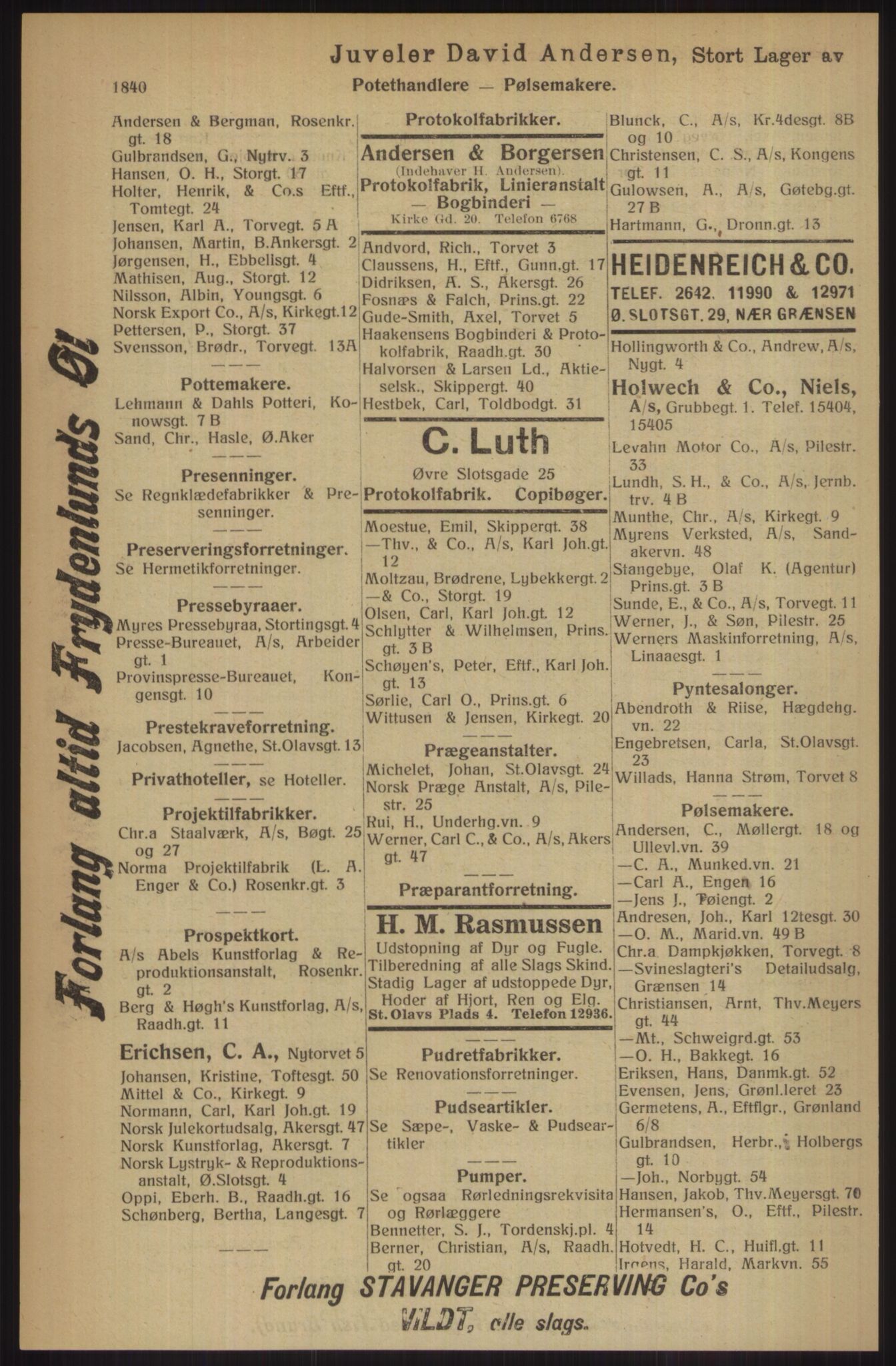 Kristiania/Oslo adressebok, PUBL/-, 1914, s. 1840