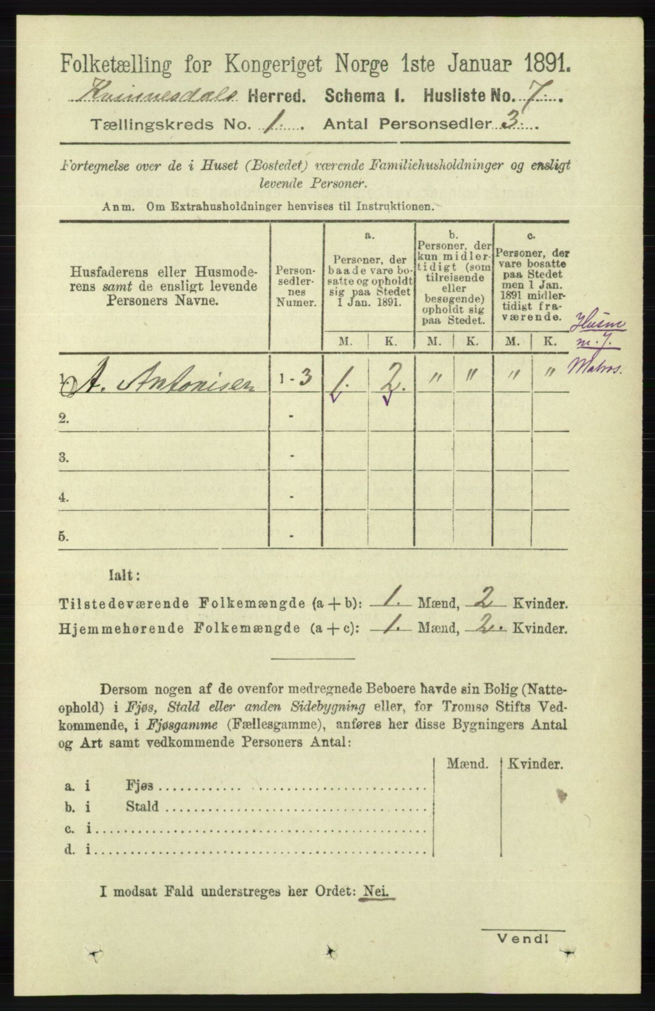 RA, Folketelling 1891 for 1037 Kvinesdal herred, 1891, s. 42