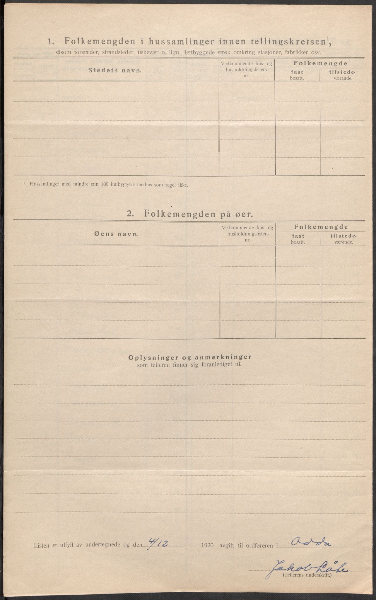 SAB, Folketelling 1920 for 1228 Odda herred, 1920, s. 10