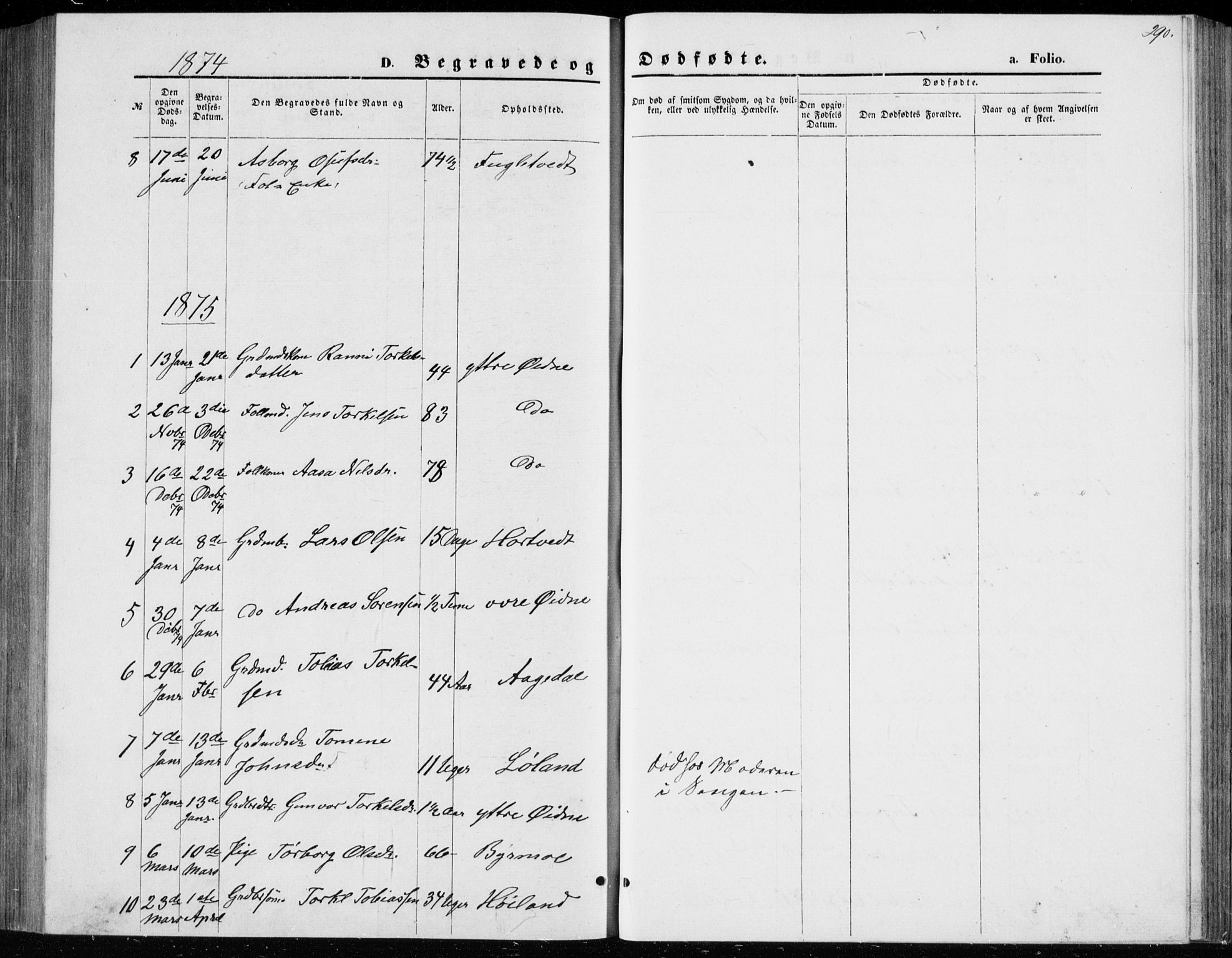 Bjelland sokneprestkontor, AV/SAK-1111-0005/F/Fb/Fbc/L0002: Klokkerbok nr. B 2, 1867-1887, s. 290