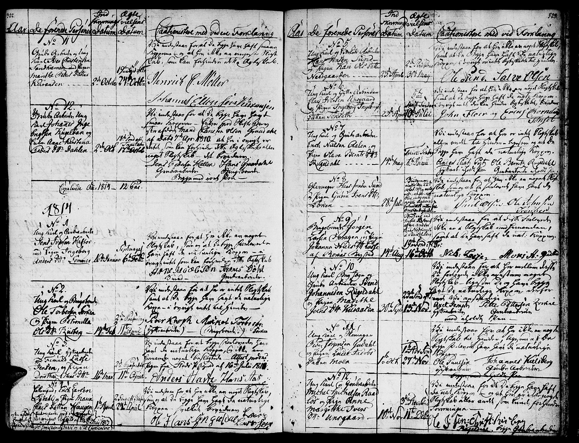 Ministerialprotokoller, klokkerbøker og fødselsregistre - Sør-Trøndelag, AV/SAT-A-1456/681/L0928: Ministerialbok nr. 681A06, 1806-1816, s. 322-323