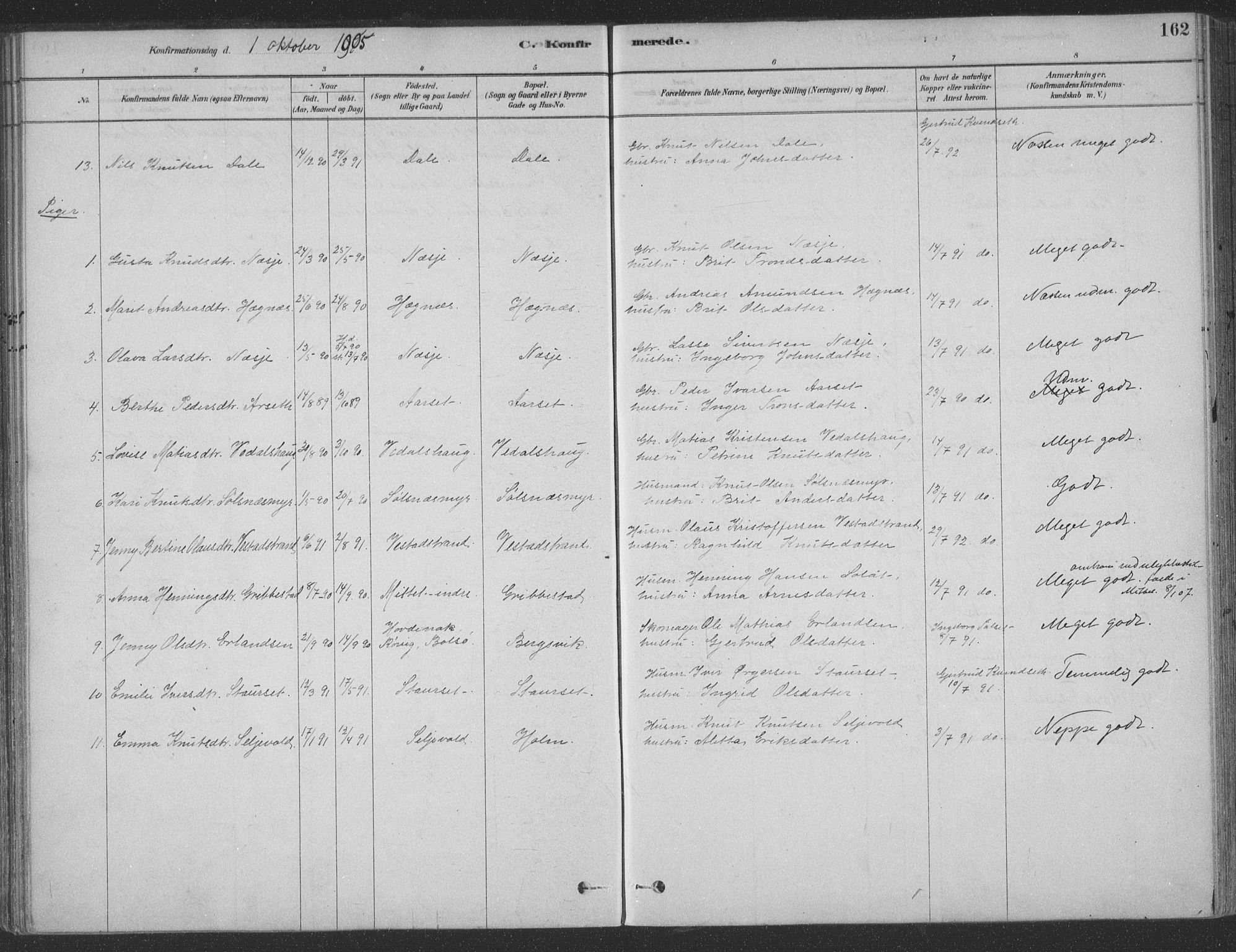 Ministerialprotokoller, klokkerbøker og fødselsregistre - Møre og Romsdal, SAT/A-1454/547/L0604: Ministerialbok nr. 547A06, 1878-1906, s. 162