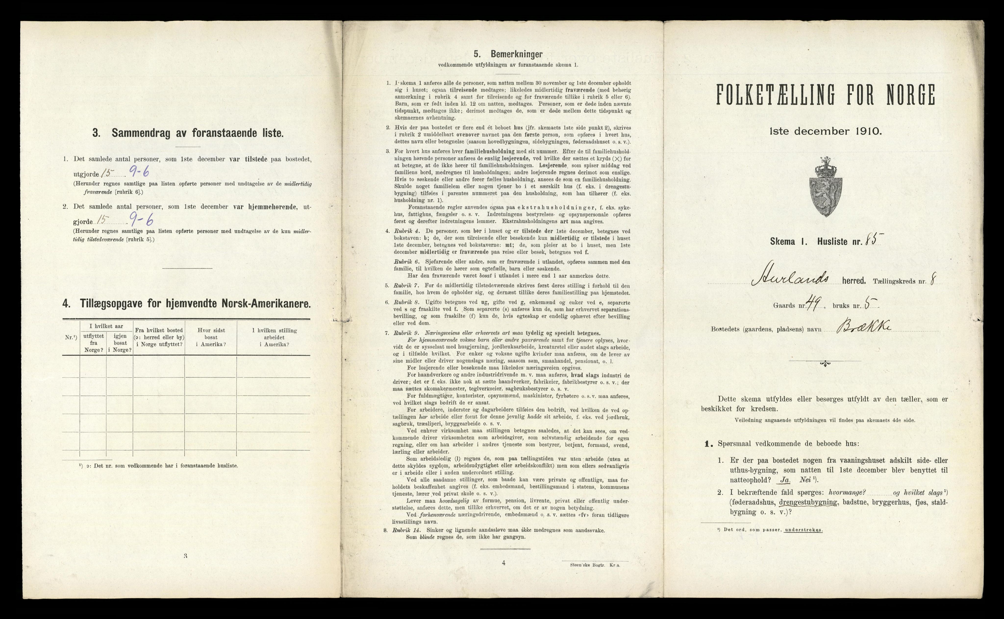 RA, Folketelling 1910 for 1421 Aurland herred, 1910, s. 871