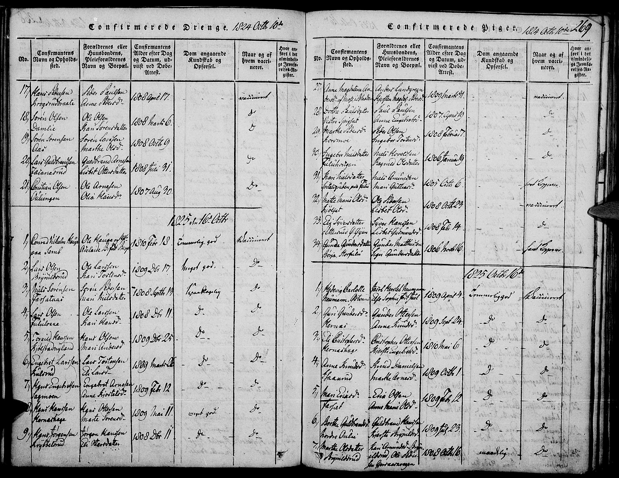 Strøm-Odalen prestekontor, AV/SAH-PREST-028/H/Ha/Haa/L0006: Ministerialbok nr. 6, 1814-1850, s. 269