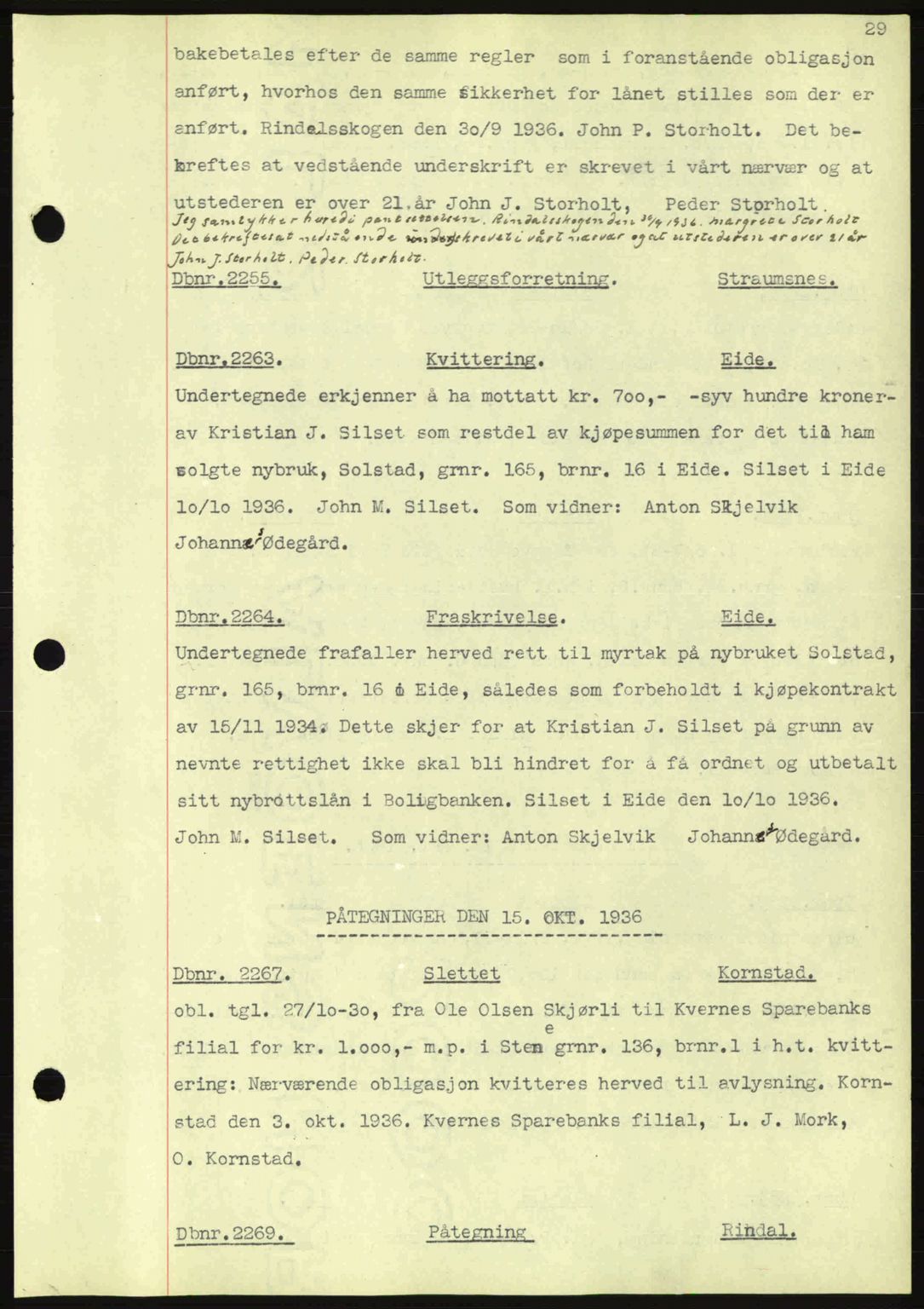 Nordmøre sorenskriveri, SAT/A-4132/1/2/2Ca: Pantebok nr. C80, 1936-1939, Dagboknr: 2263/1936