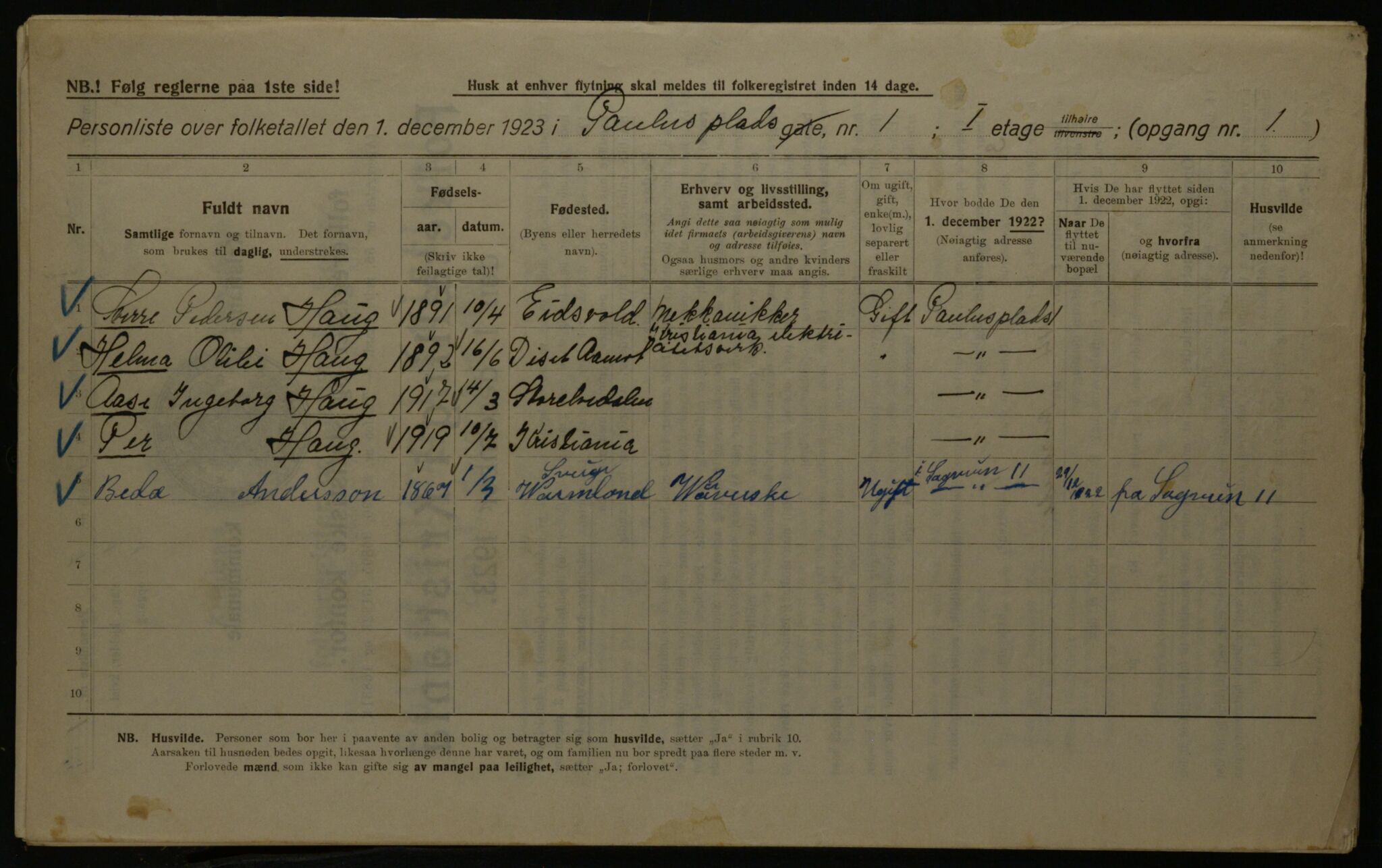 OBA, Kommunal folketelling 1.12.1923 for Kristiania, 1923, s. 86585