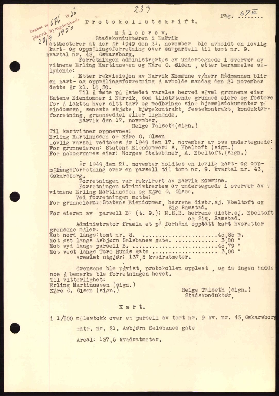 Narvik sorenskriveri, SAT/A-0002/1/2/2C/2Ca: Pantebok nr. A26, 1950-1950, Dagboknr: 676/1950