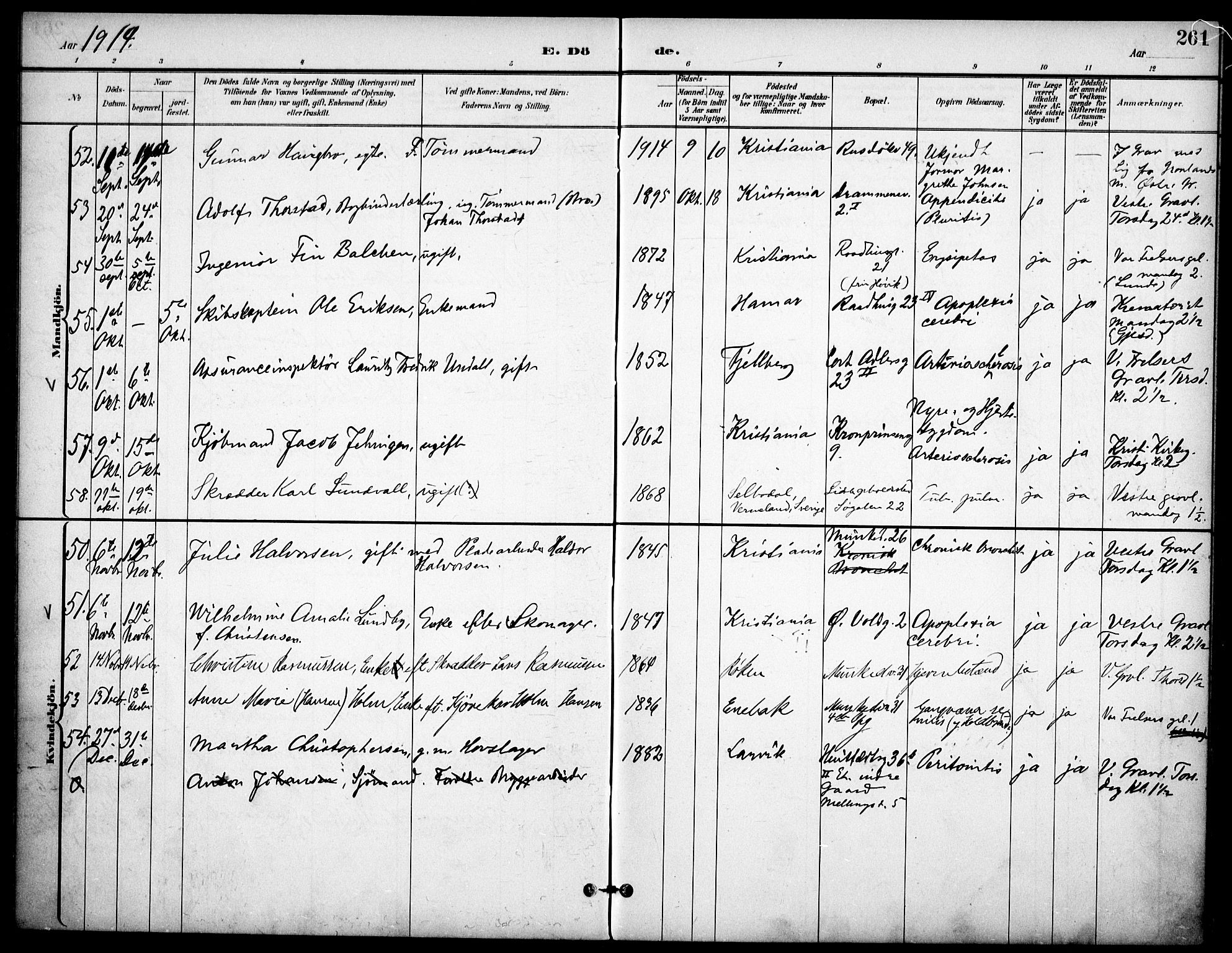 Johannes prestekontor Kirkebøker, AV/SAO-A-10852/F/Fa/L0008: Ministerialbok nr. 8, 1897-1917, s. 261