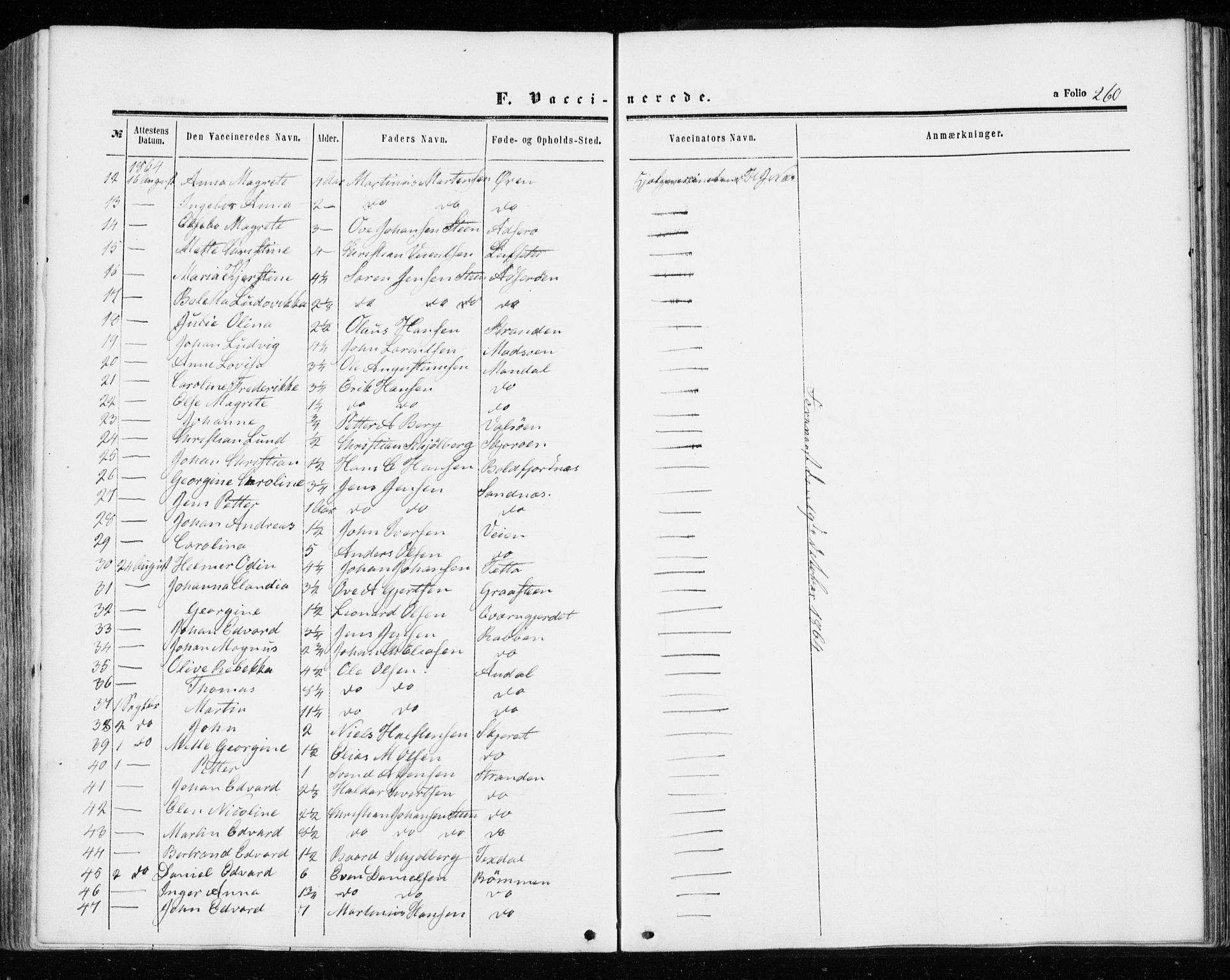 Ministerialprotokoller, klokkerbøker og fødselsregistre - Sør-Trøndelag, SAT/A-1456/655/L0678: Ministerialbok nr. 655A07, 1861-1873, s. 260