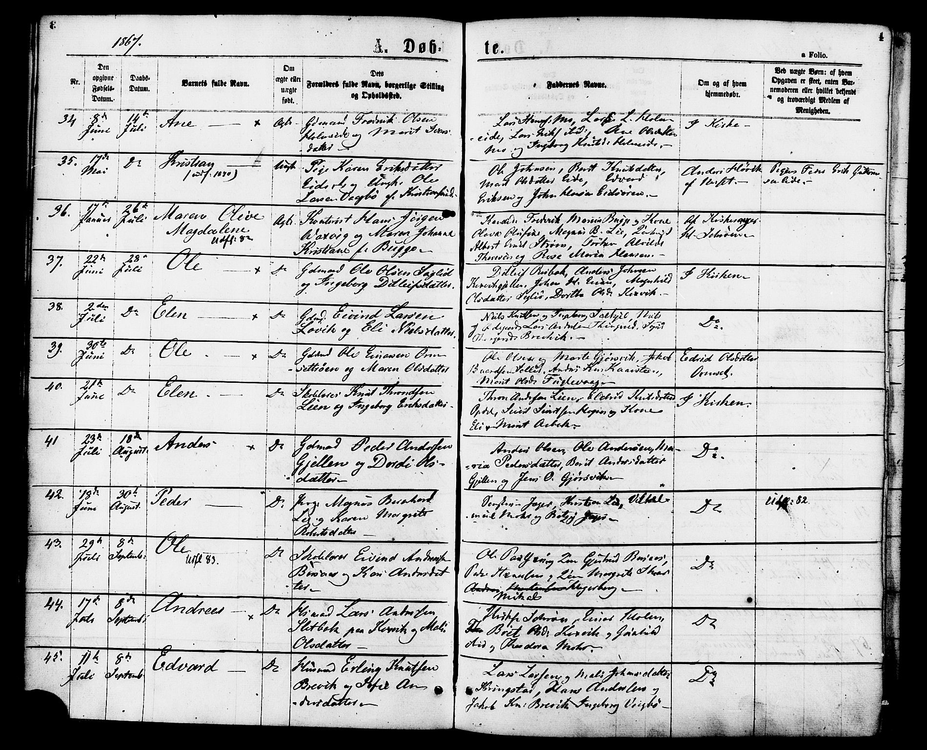 Ministerialprotokoller, klokkerbøker og fødselsregistre - Møre og Romsdal, AV/SAT-A-1454/586/L0986: Ministerialbok nr. 586A12, 1867-1878, s. 4