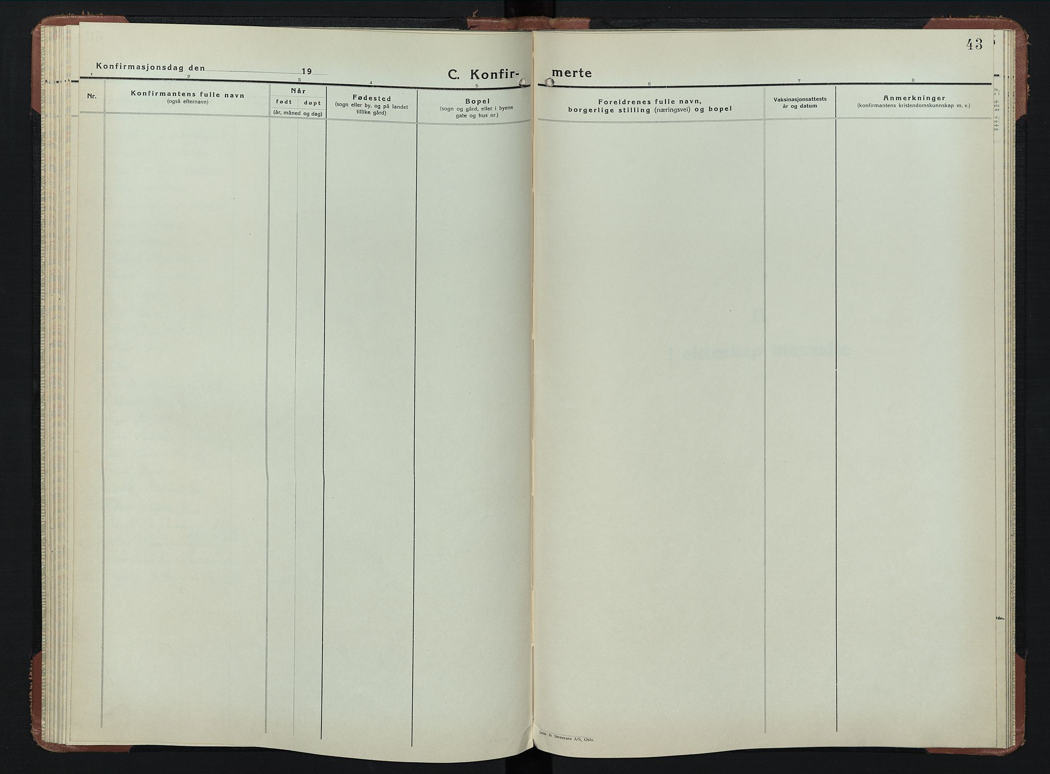 Vang prestekontor, Hedmark, AV/SAH-PREST-008/H/Ha/Hab/L0019: Klokkerbok nr. 19, 1940-1953, s. 43