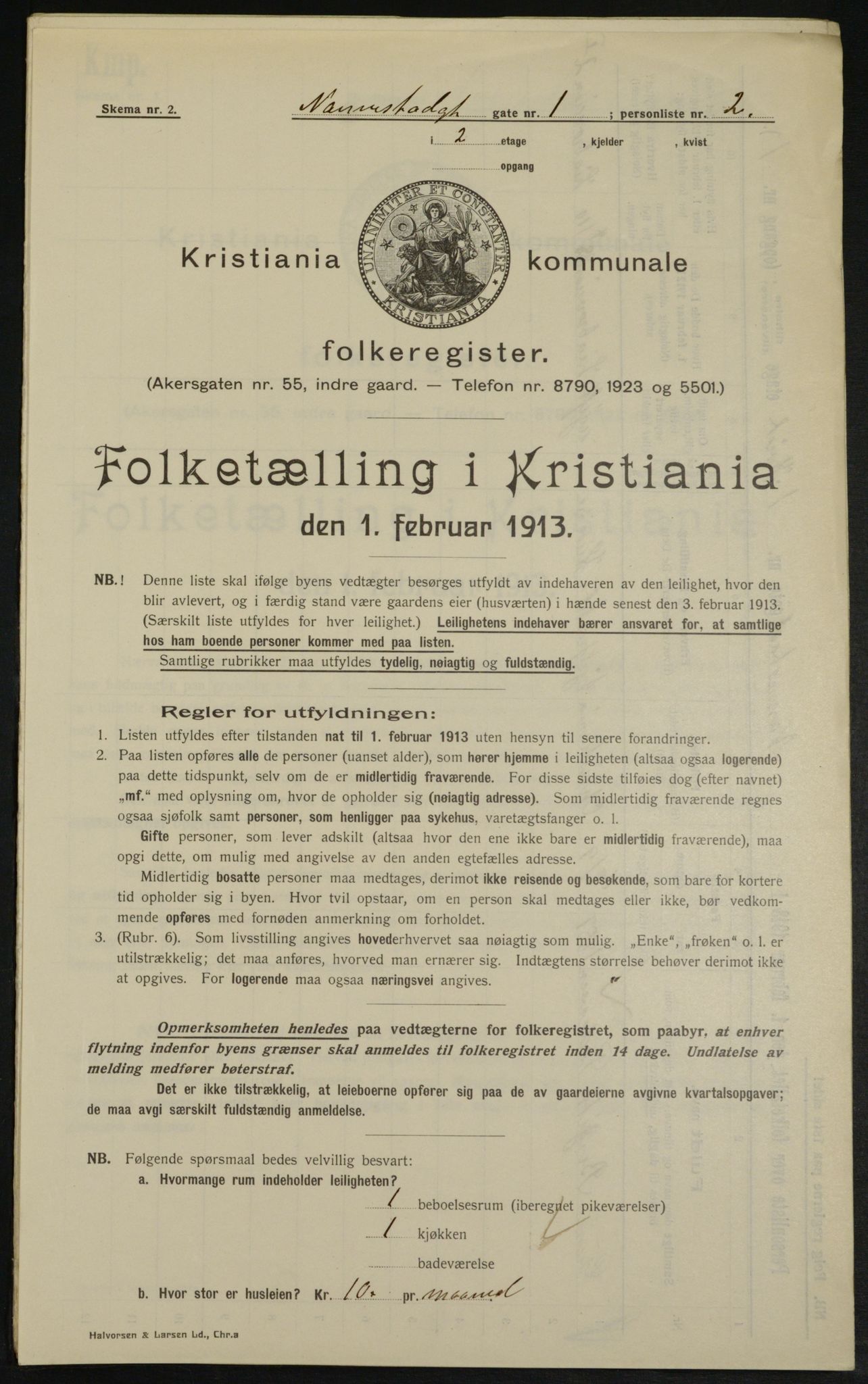 OBA, Kommunal folketelling 1.2.1913 for Kristiania, 1913, s. 68986