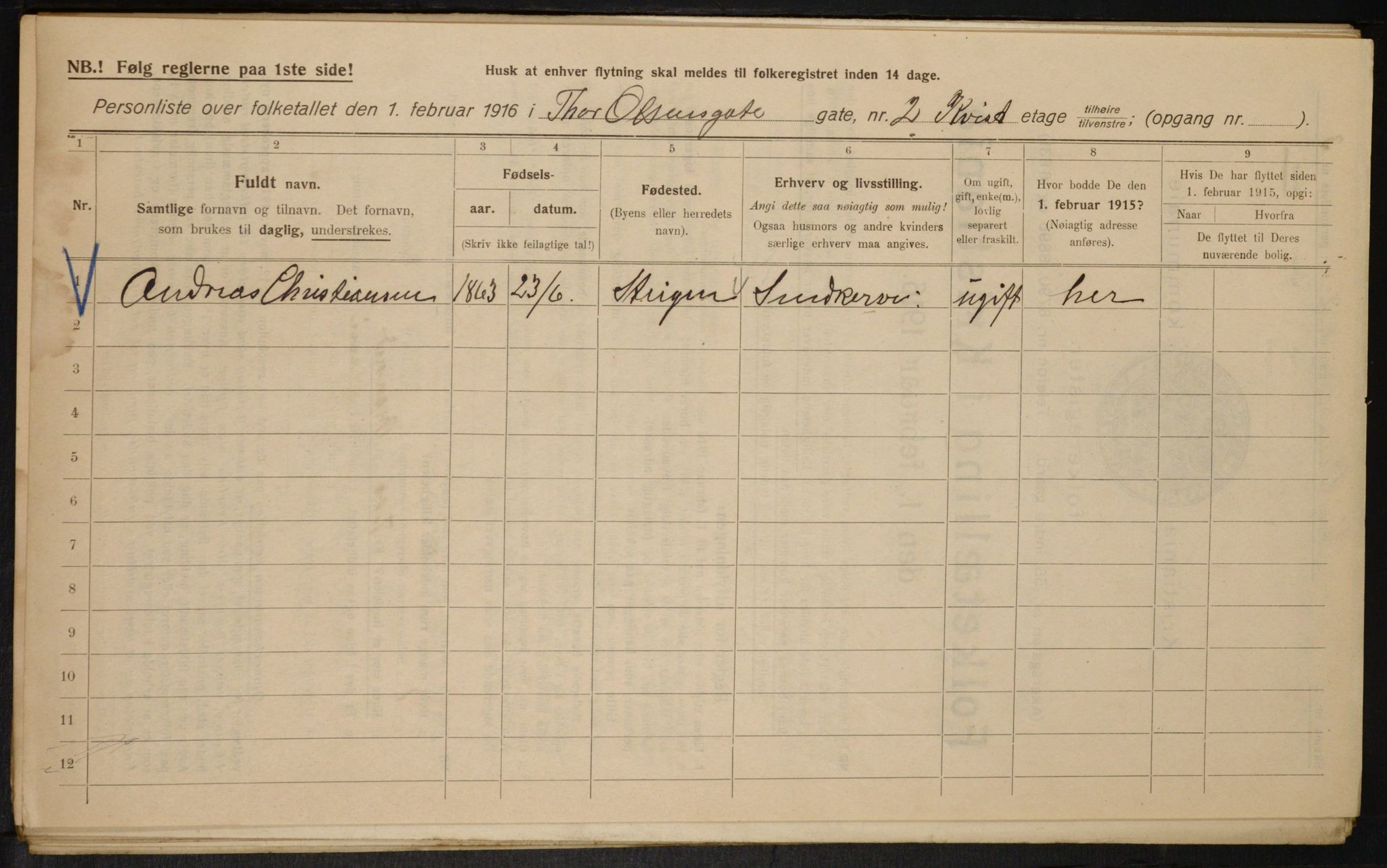 OBA, Kommunal folketelling 1.2.1916 for Kristiania, 1916, s. 112354