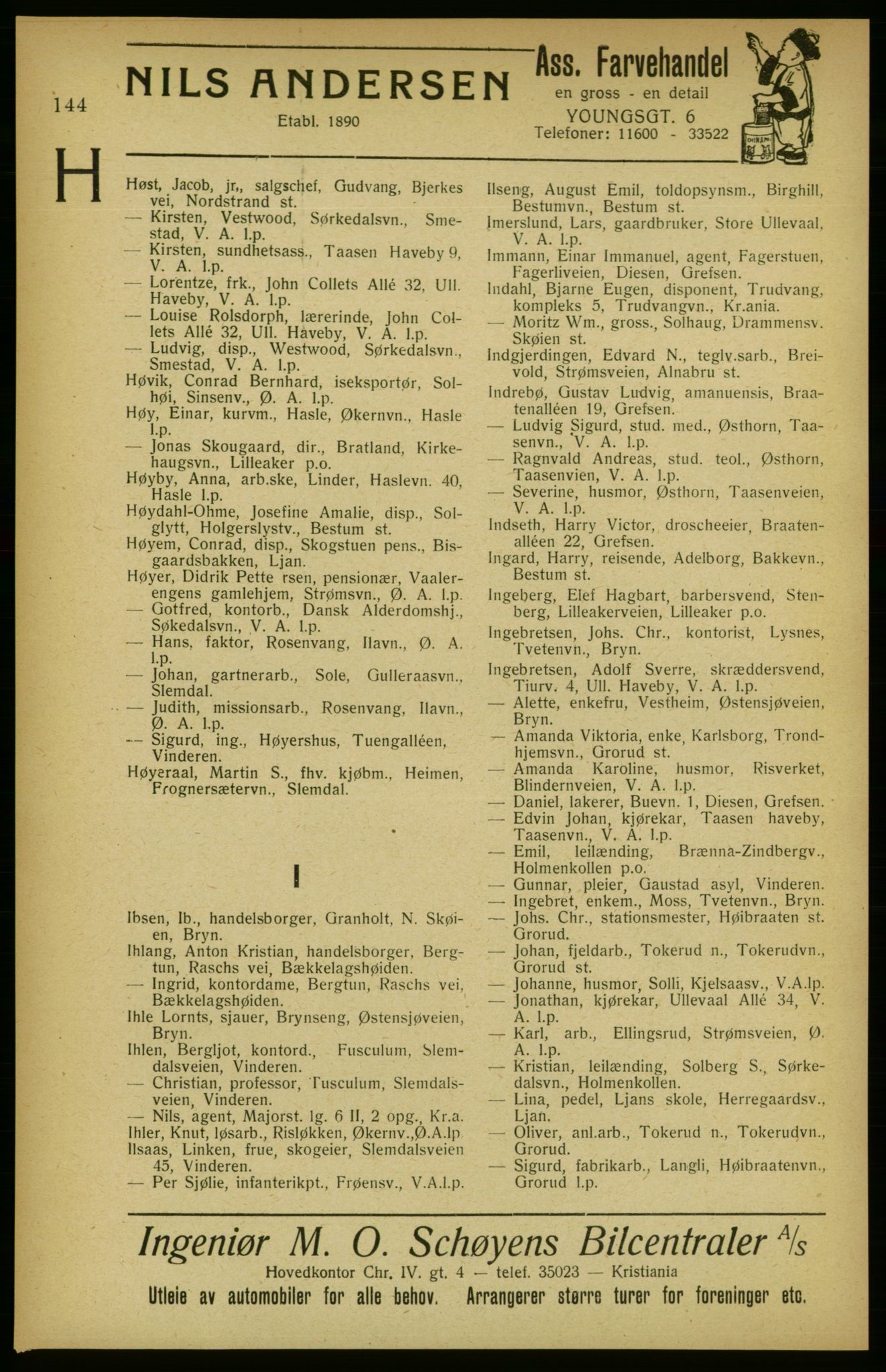 Aker adressebok/adressekalender, PUBL/001/A/002: Akers adressekalender, 1922, s. 144