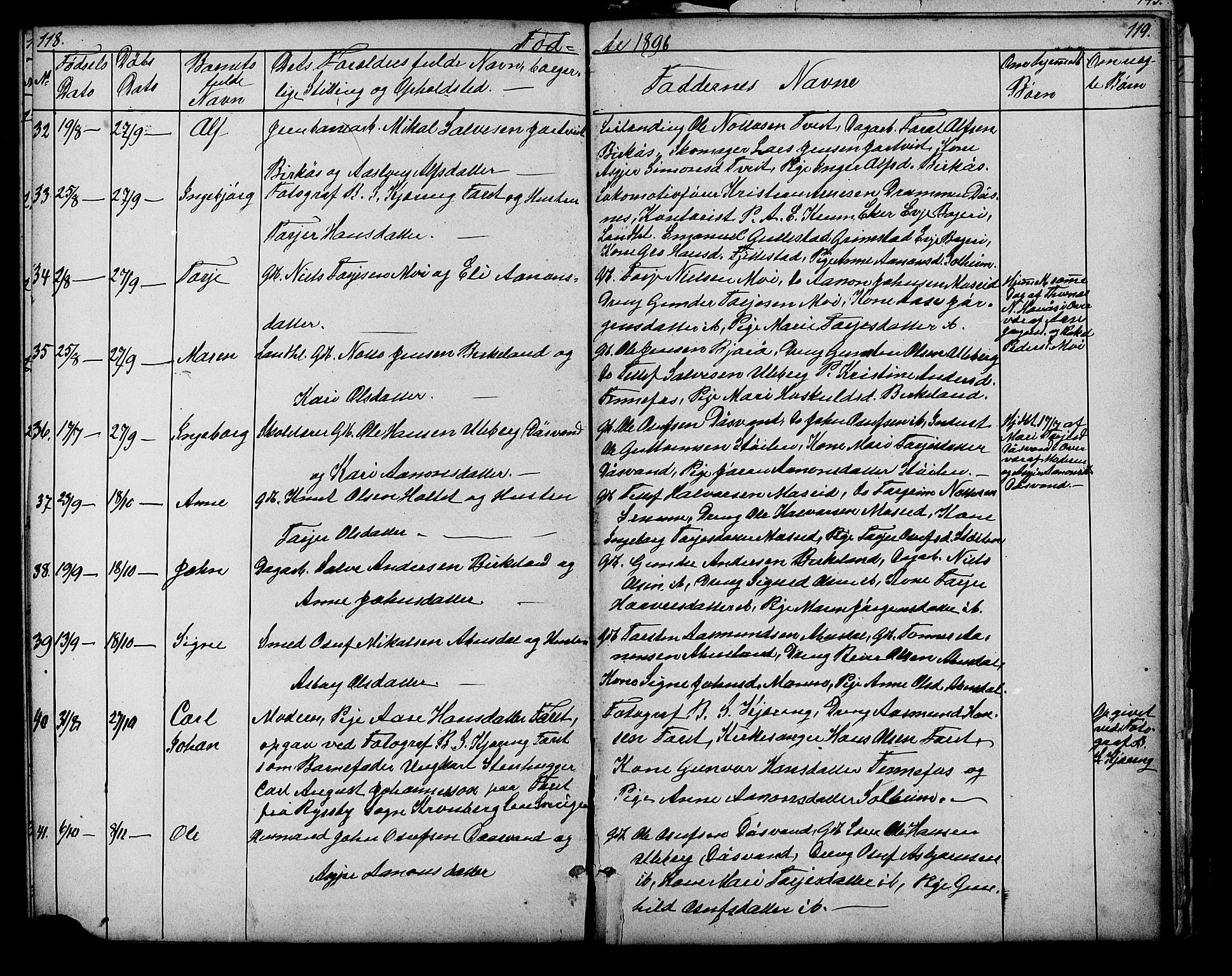 Evje sokneprestkontor, AV/SAK-1111-0008/F/Fb/Fbb/L0002: Klokkerbok nr. B 2, 1879-1909, s. 118-119