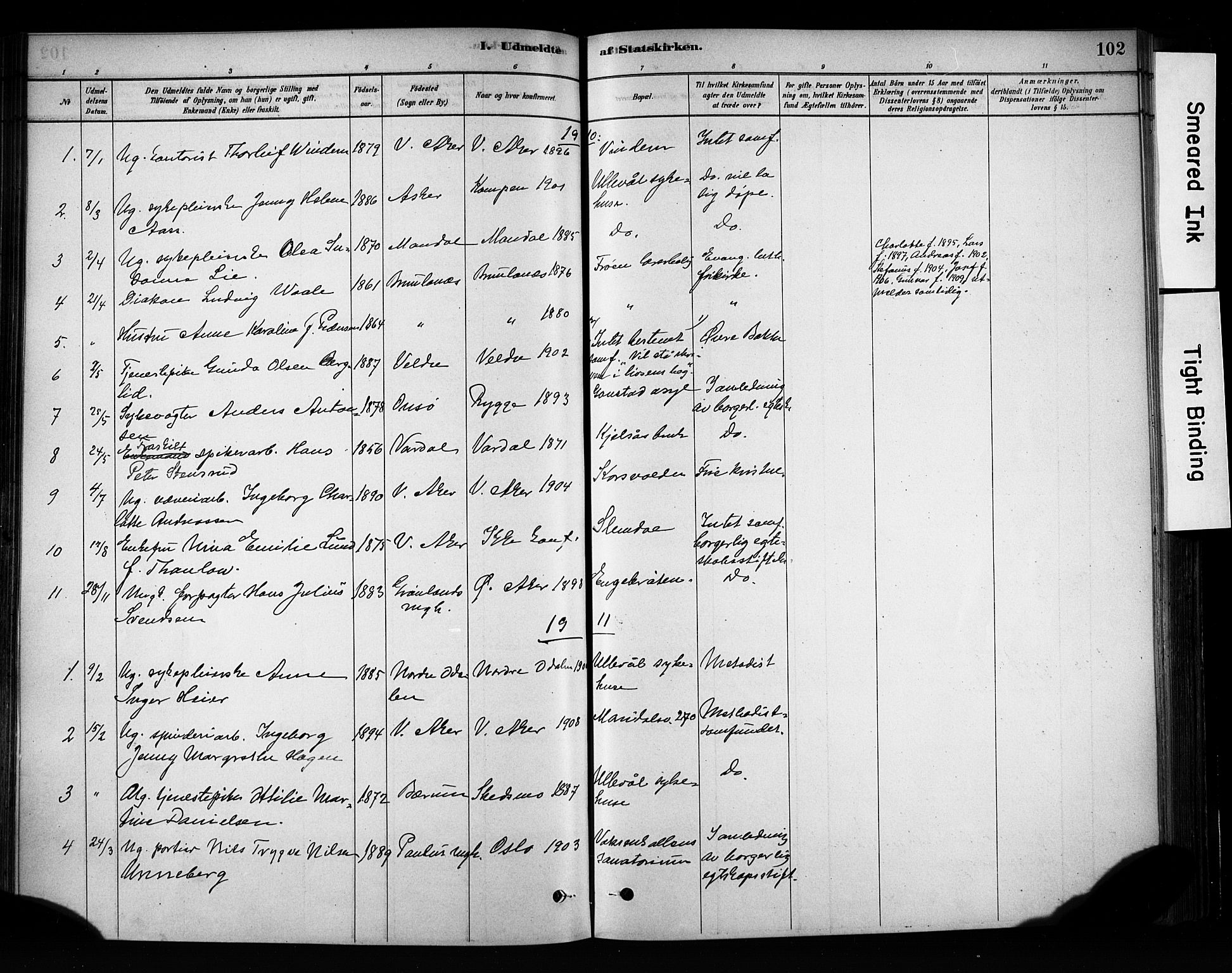 Vestre Aker prestekontor Kirkebøker, AV/SAO-A-10025/F/Fa/L0009: Ministerialbok nr. 9, 1878-1967, s. 102