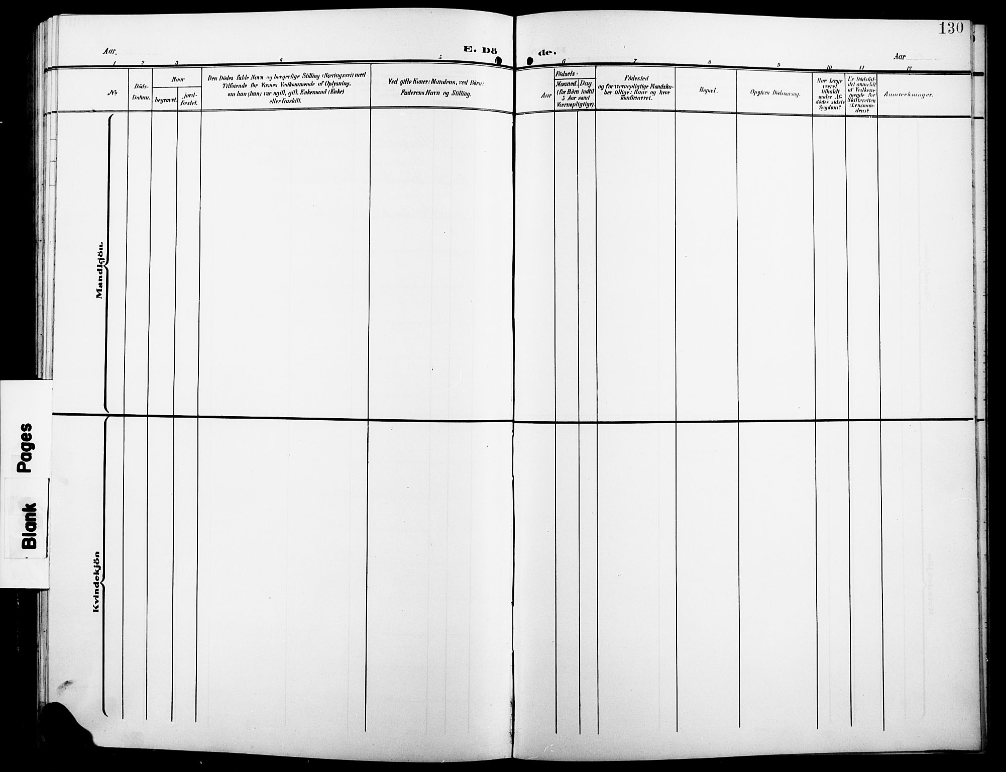 Stange prestekontor, AV/SAH-PREST-002/L/L0013: Klokkerbok nr. 13, 1906-1915, s. 130