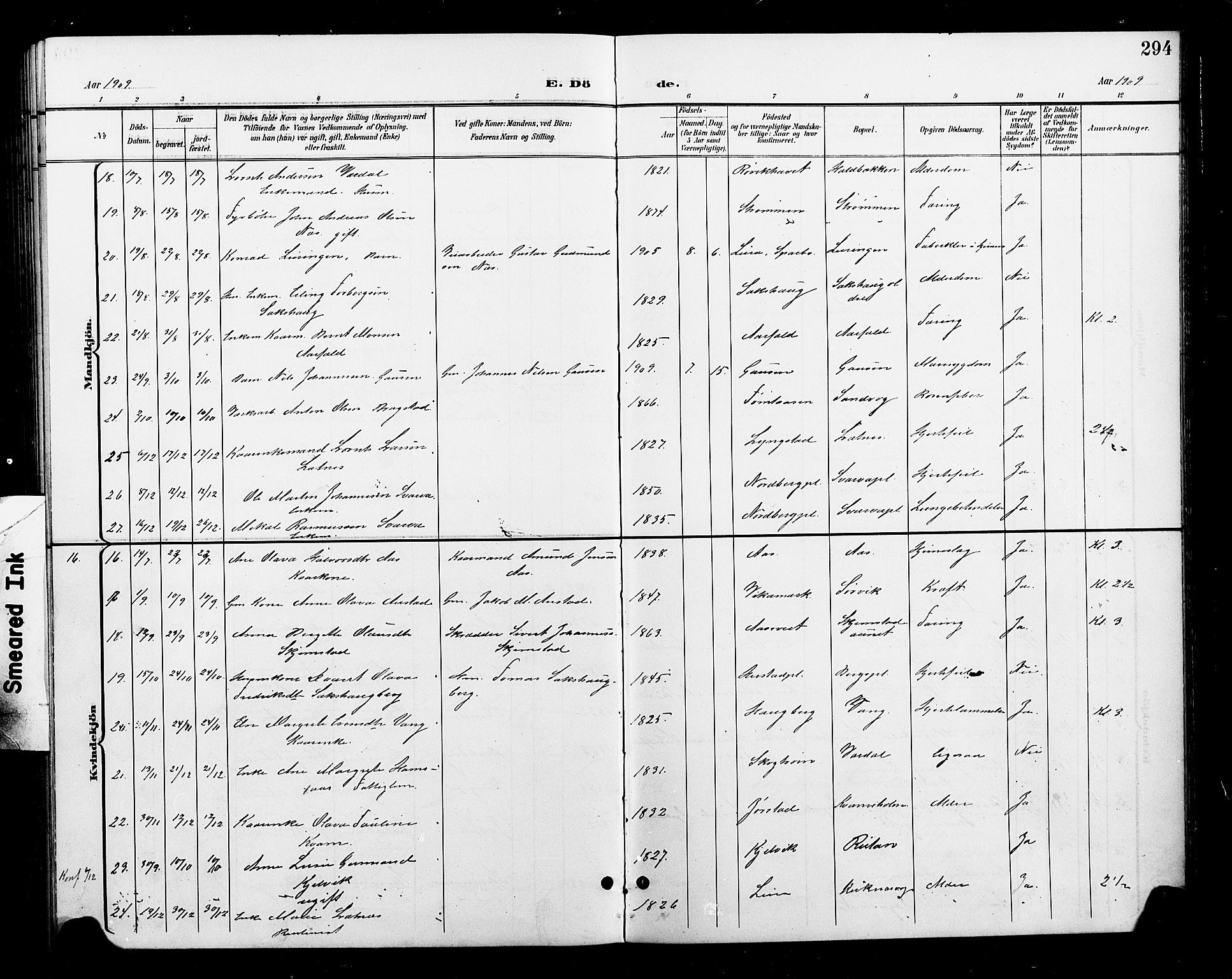 Ministerialprotokoller, klokkerbøker og fødselsregistre - Nord-Trøndelag, AV/SAT-A-1458/730/L0302: Klokkerbok nr. 730C05, 1898-1924, s. 294