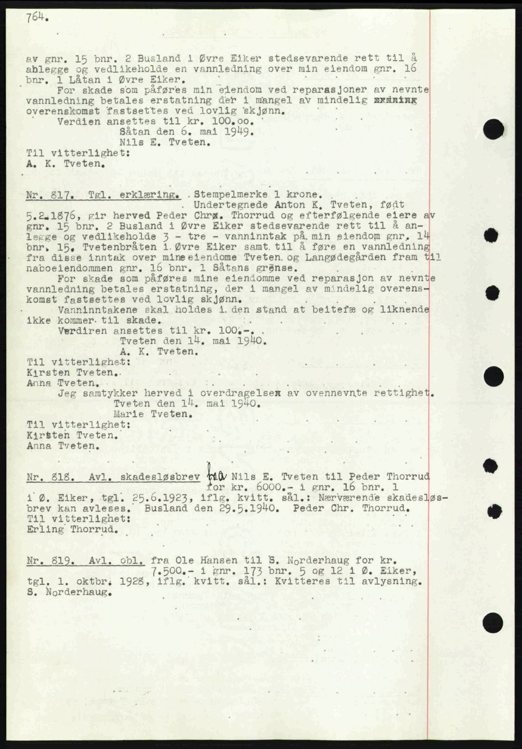 Eiker, Modum og Sigdal sorenskriveri, SAKO/A-123/G/Ga/Gab/L0041: Pantebok nr. A11, 1939-1940, Dagboknr: 817/1940