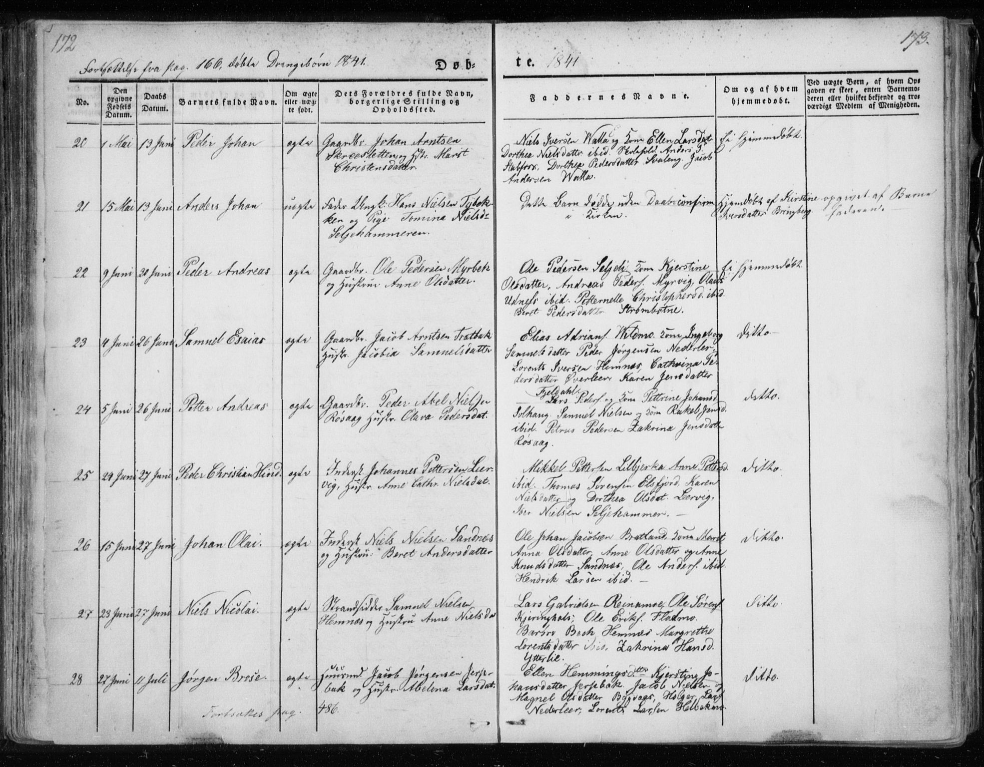 Ministerialprotokoller, klokkerbøker og fødselsregistre - Nordland, AV/SAT-A-1459/825/L0354: Ministerialbok nr. 825A08, 1826-1841, s. 172-173