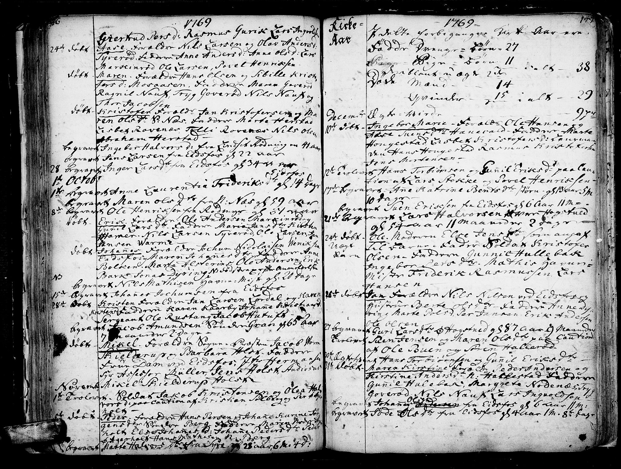 Hof kirkebøker, AV/SAKO-A-64/F/Fa/L0002: Ministerialbok nr. I 2, 1746-1781, s. 146-147