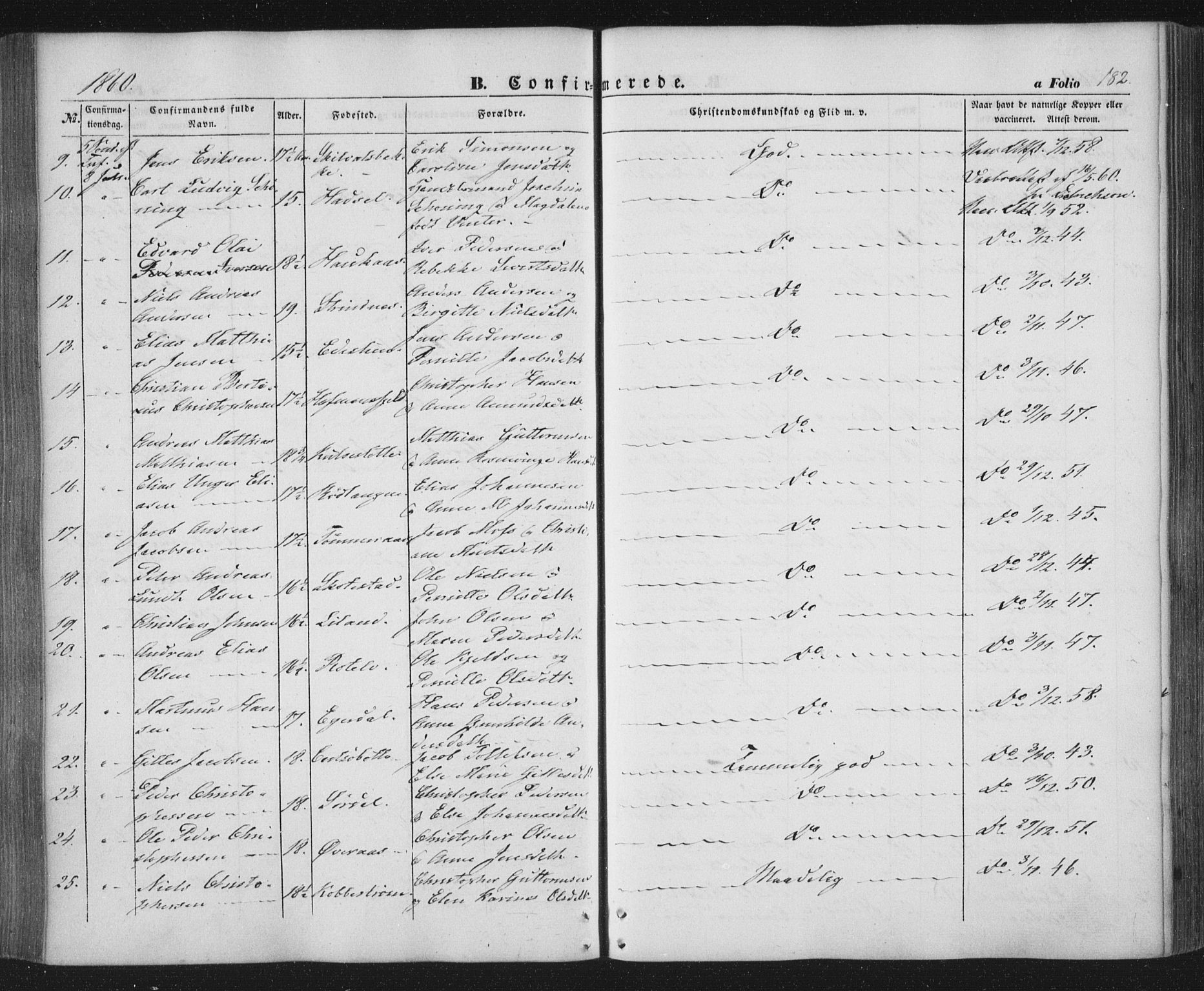 Ministerialprotokoller, klokkerbøker og fødselsregistre - Nordland, AV/SAT-A-1459/859/L0844: Ministerialbok nr. 859A04, 1849-1862, s. 182