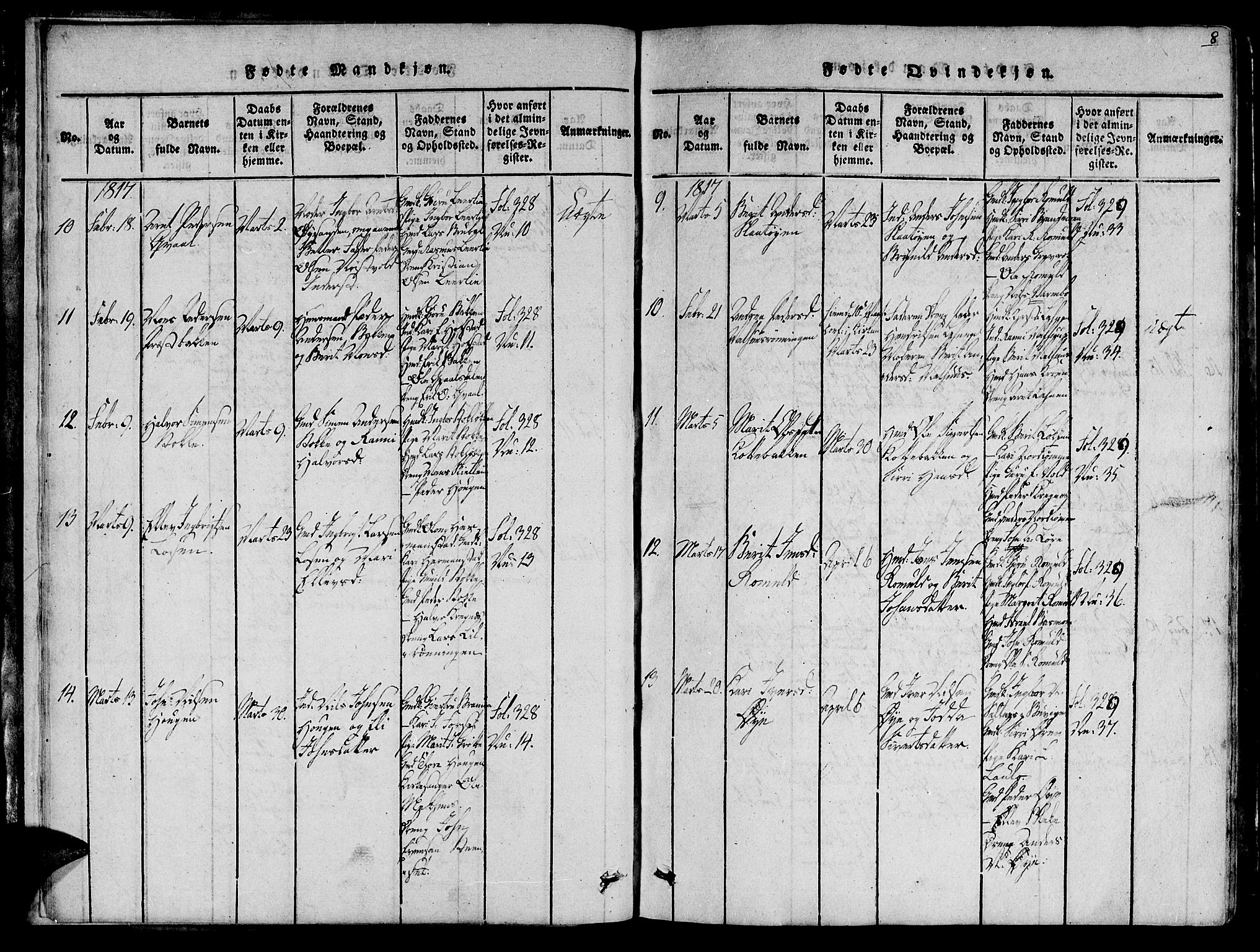 Ministerialprotokoller, klokkerbøker og fødselsregistre - Sør-Trøndelag, SAT/A-1456/691/L1065: Ministerialbok nr. 691A03 /1, 1816-1826, s. 8