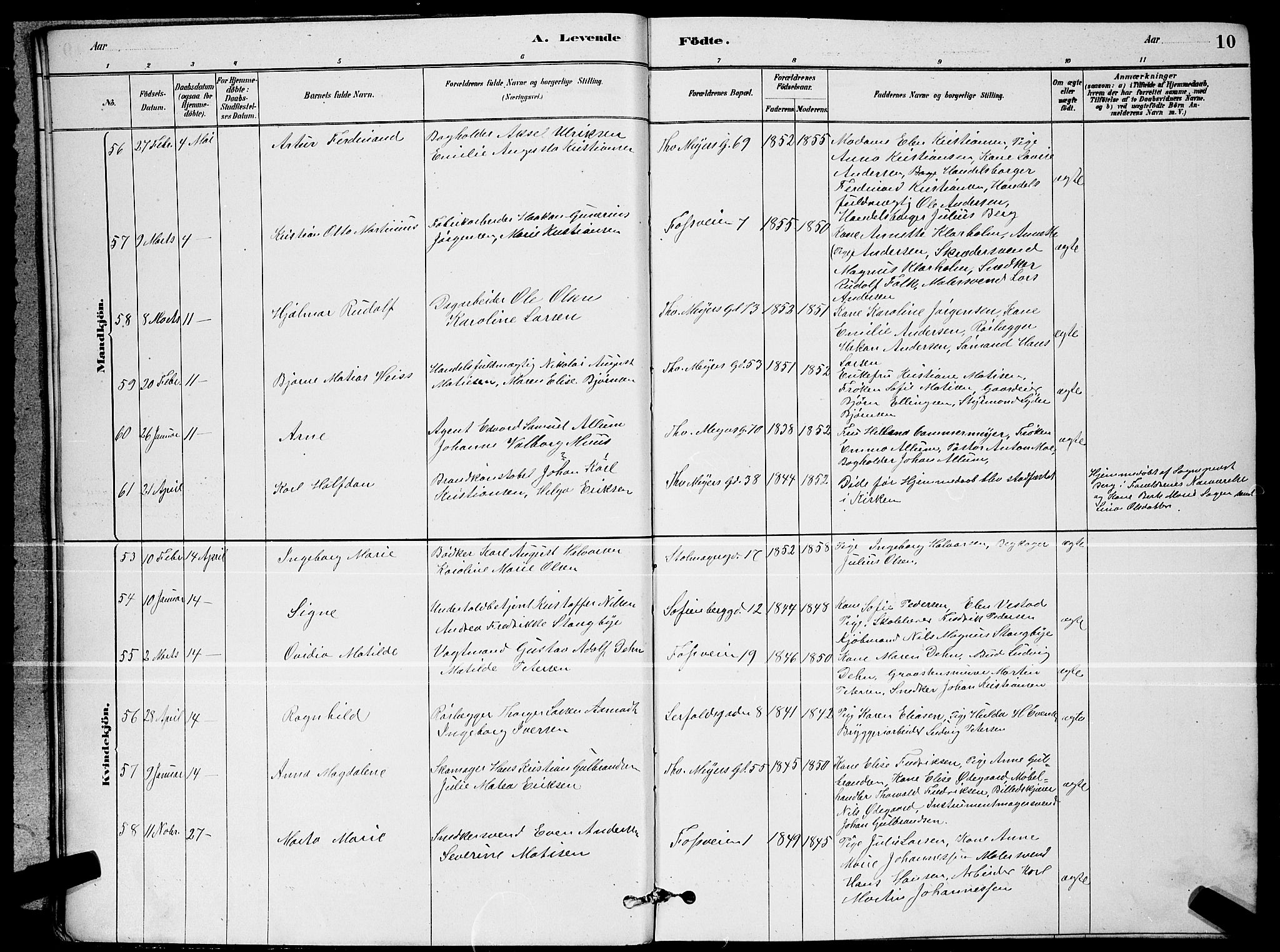 Paulus prestekontor Kirkebøker, AV/SAO-A-10871/G/Ga/L0002: Klokkerbok nr. 2, 1879-1887, s. 10