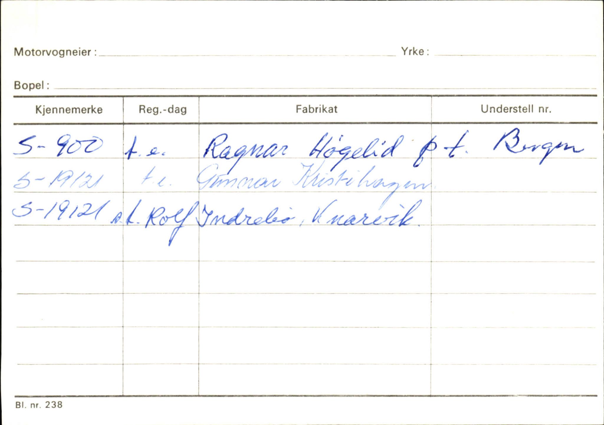 Statens vegvesen, Sogn og Fjordane vegkontor, SAB/A-5301/4/F/L0124: Eigarregister Sogndal A-U, 1945-1975, s. 304