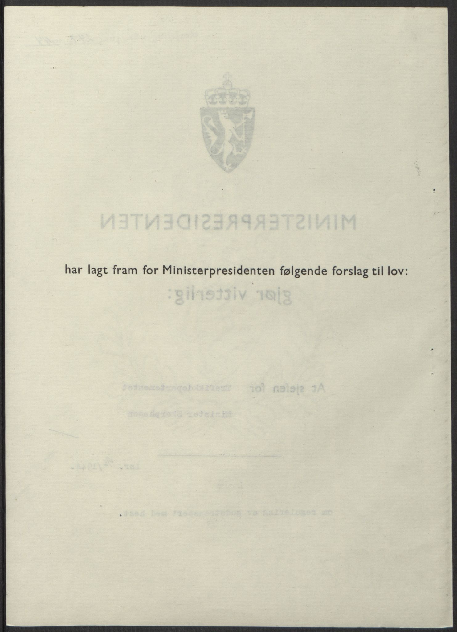 NS-administrasjonen 1940-1945 (Statsrådsekretariatet, de kommisariske statsråder mm), RA/S-4279/D/Db/L0100: Lover, 1944, s. 461