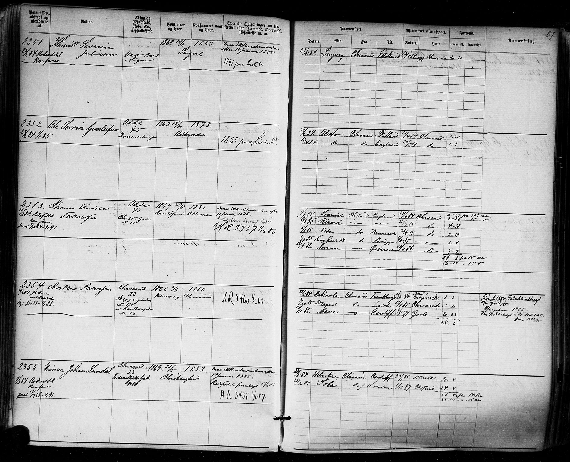 Kristiansand mønstringskrets, SAK/2031-0015/F/Fa/L0006: Annotasjonsrulle nr 1921-3830 med register, I-4, 1880-1917, s. 118