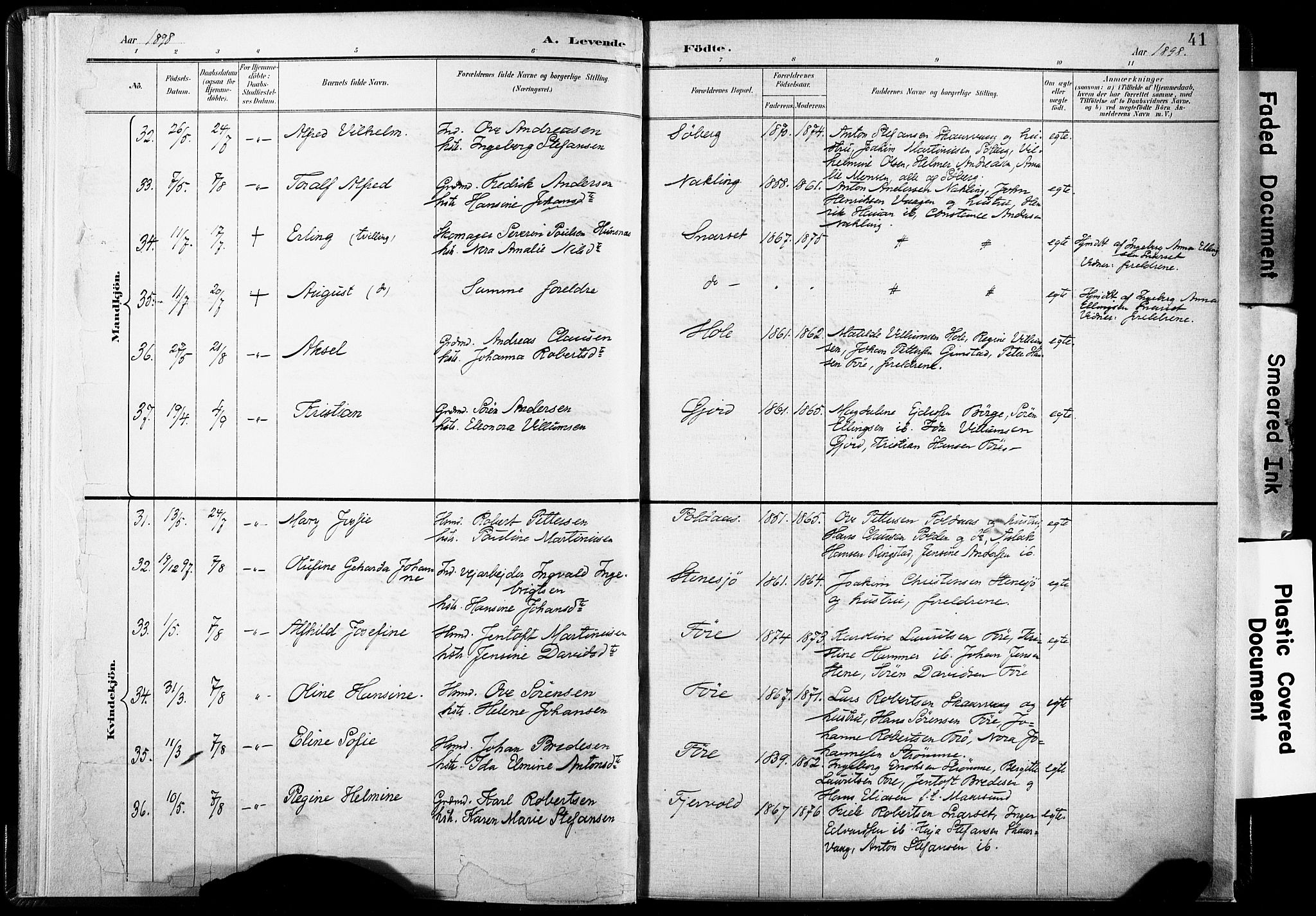 Ministerialprotokoller, klokkerbøker og fødselsregistre - Nordland, SAT/A-1459/891/L1304: Ministerialbok nr. 891A09, 1895-1921, s. 41