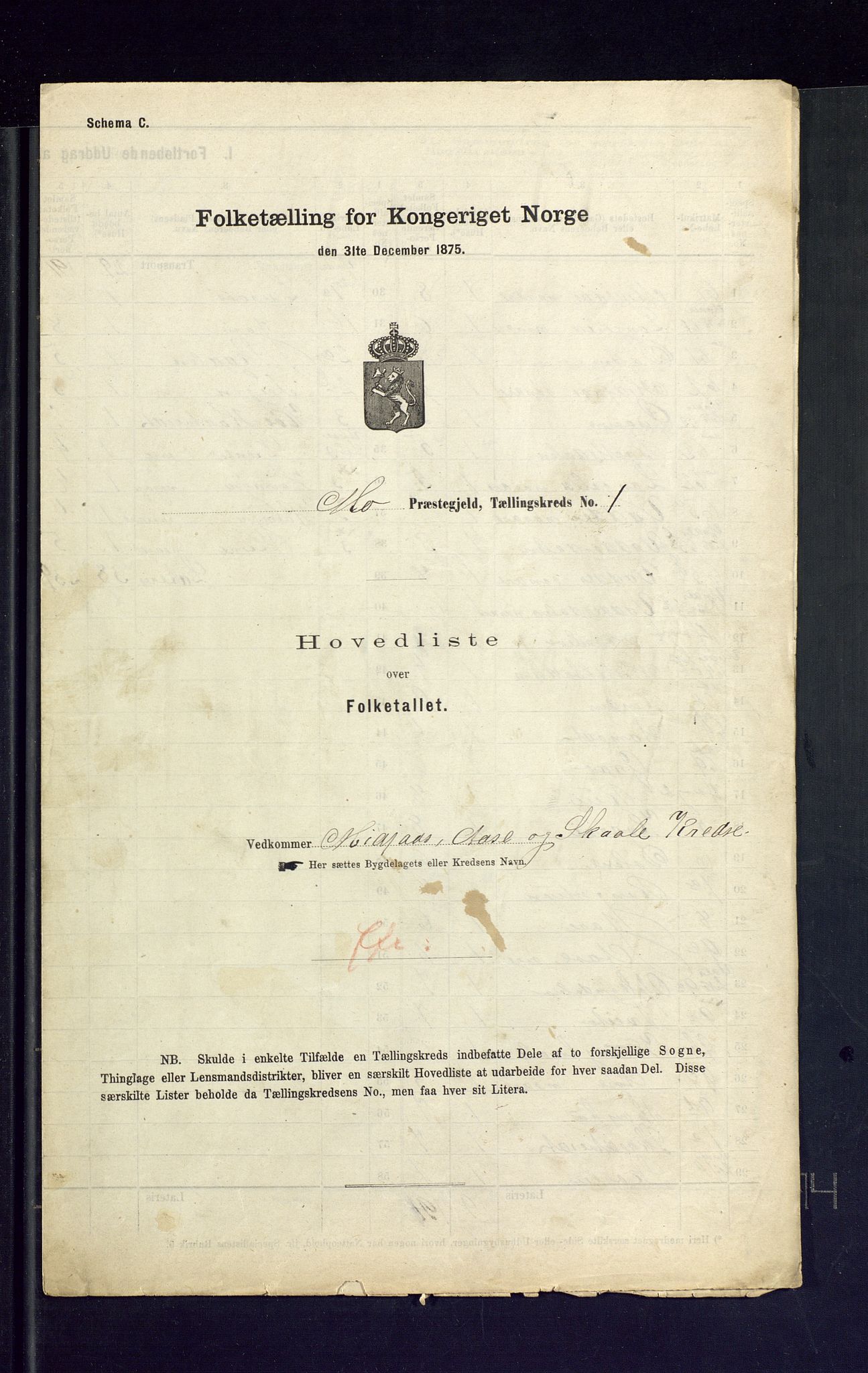 SAKO, Folketelling 1875 for 0832P Mo prestegjeld, 1875, s. 2